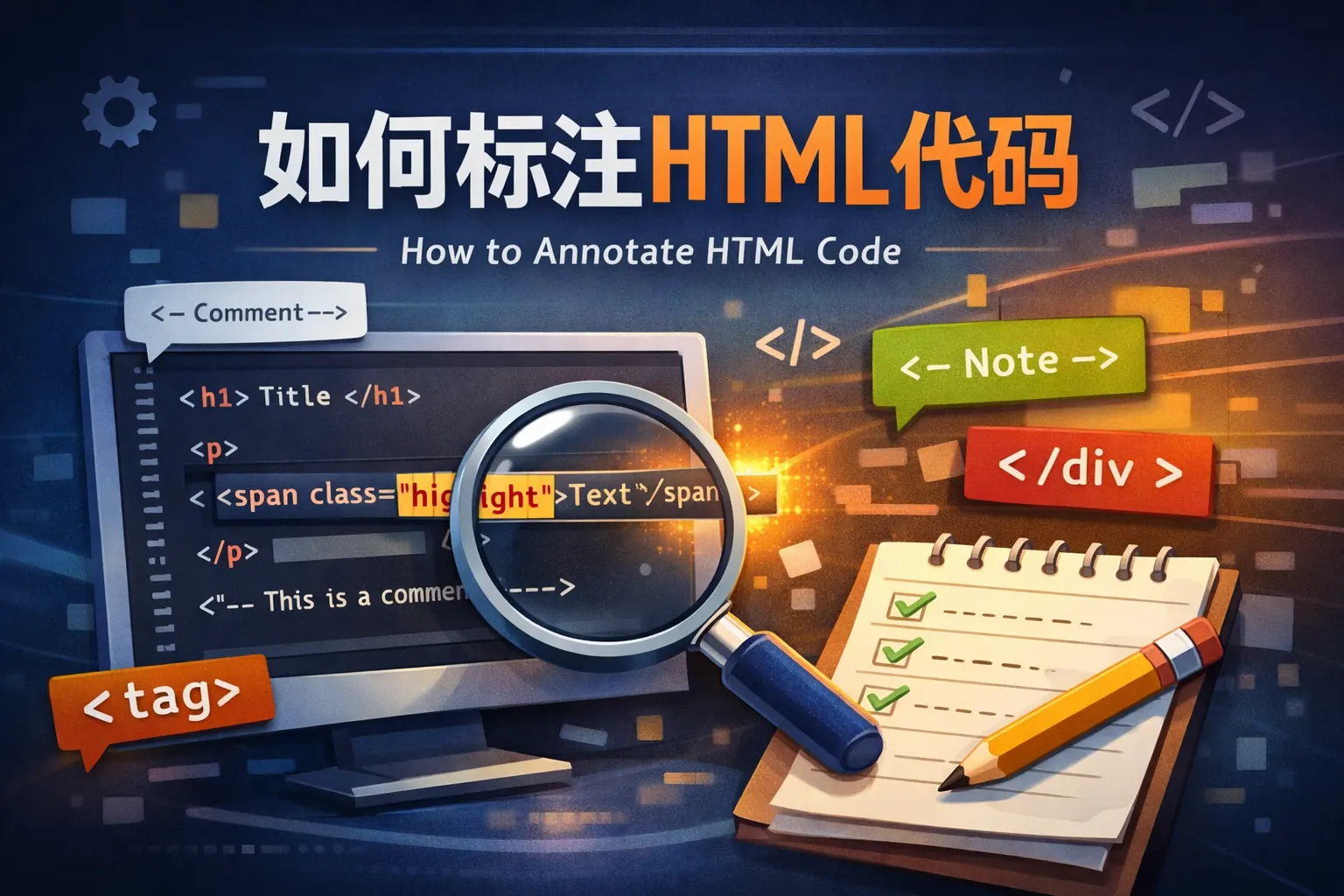 如何标注html代码