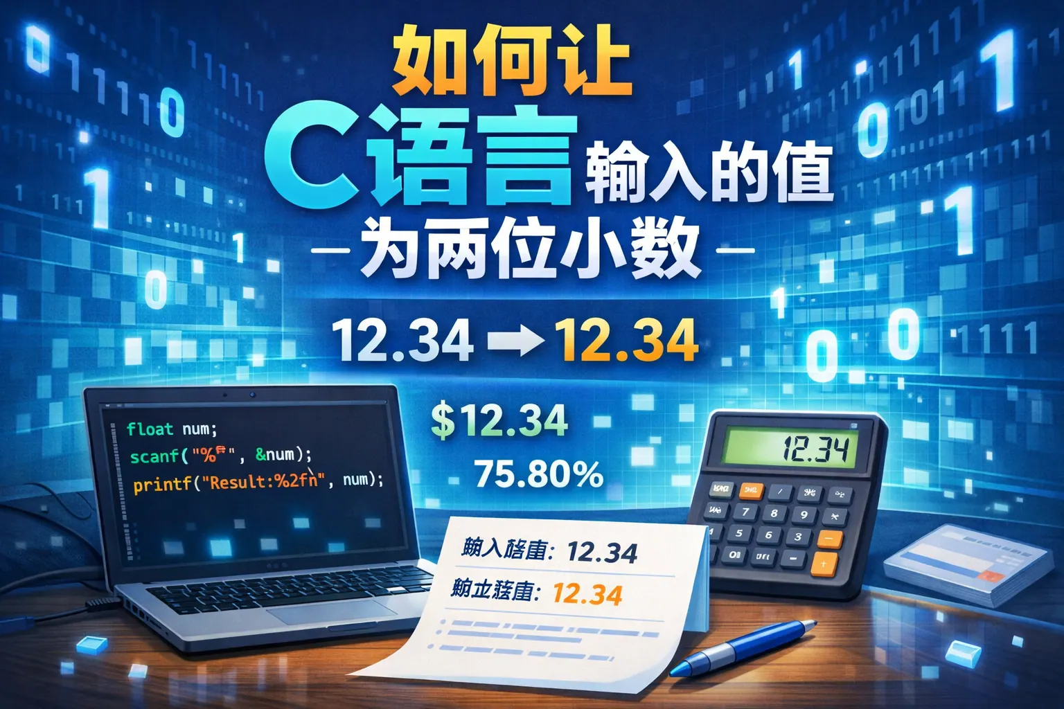 如何让C语言输入的值为两位小数