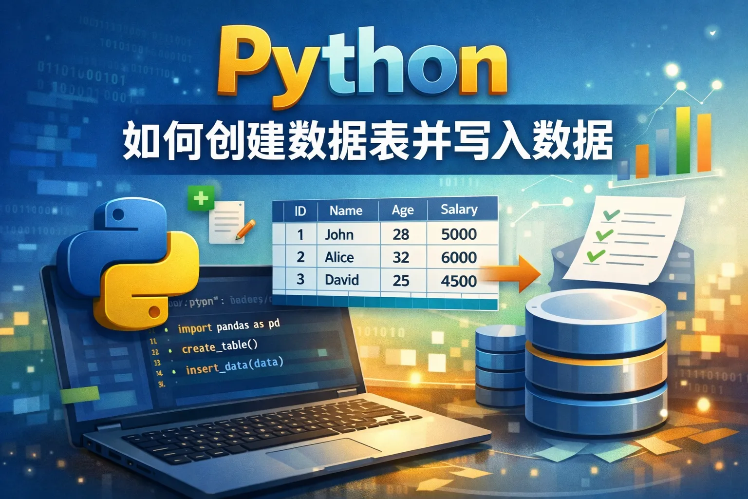 python如何创建数据表并写入数据