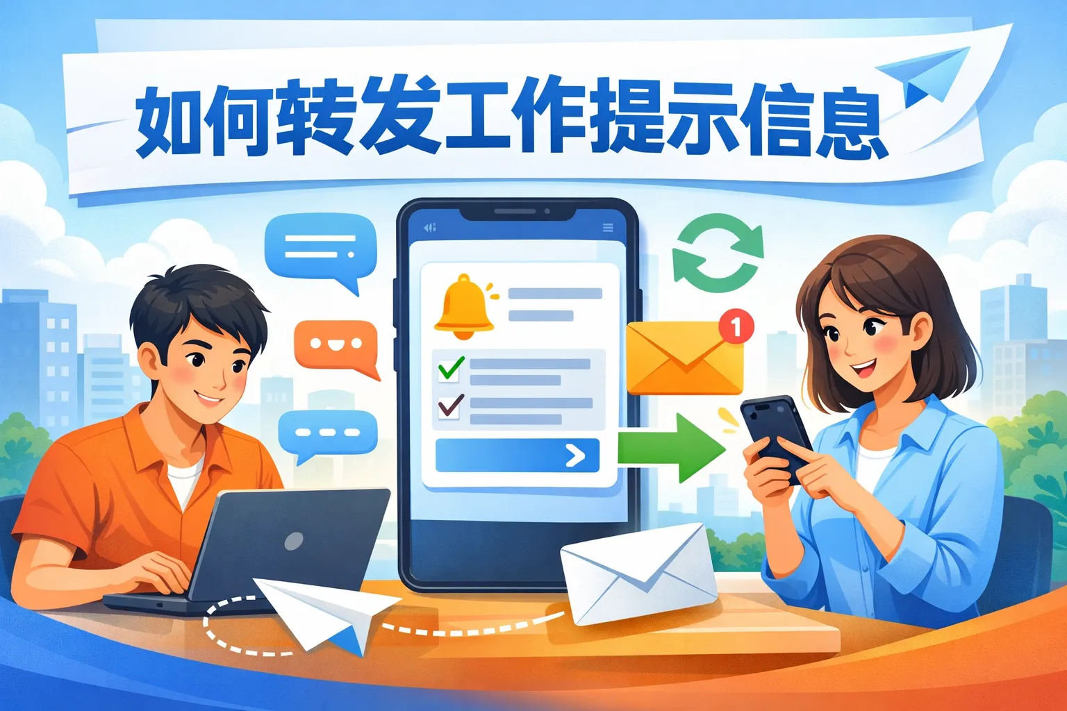 如何转发工作提示信息