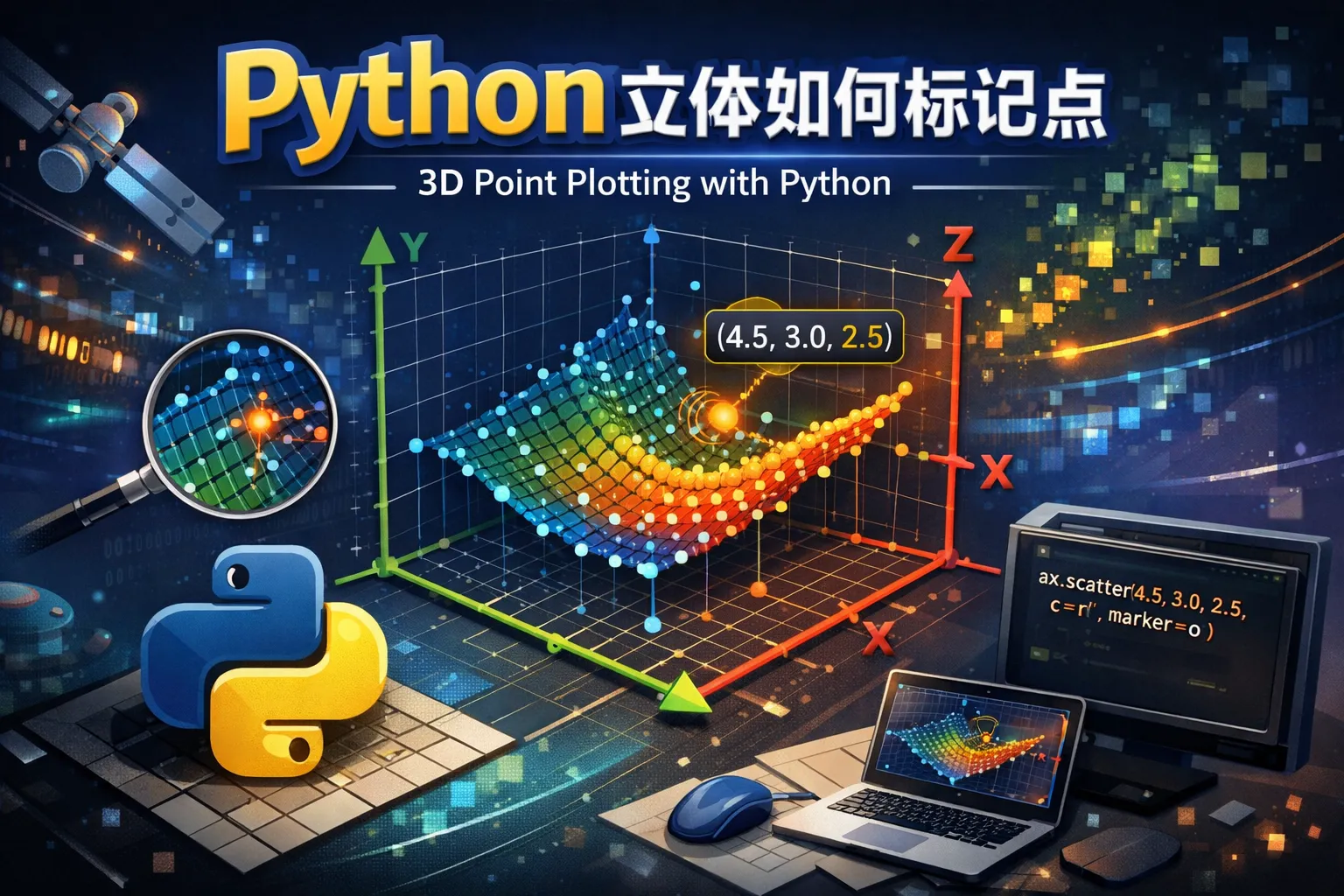 Python立体如何标记点