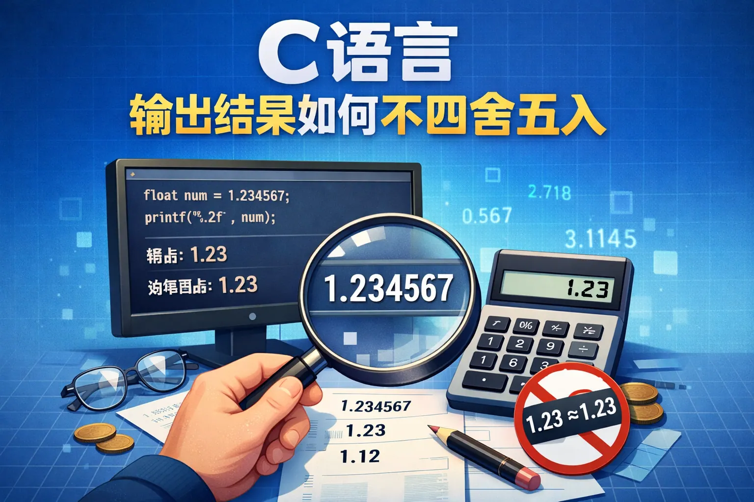 C语言输出结果如何不四舍五入