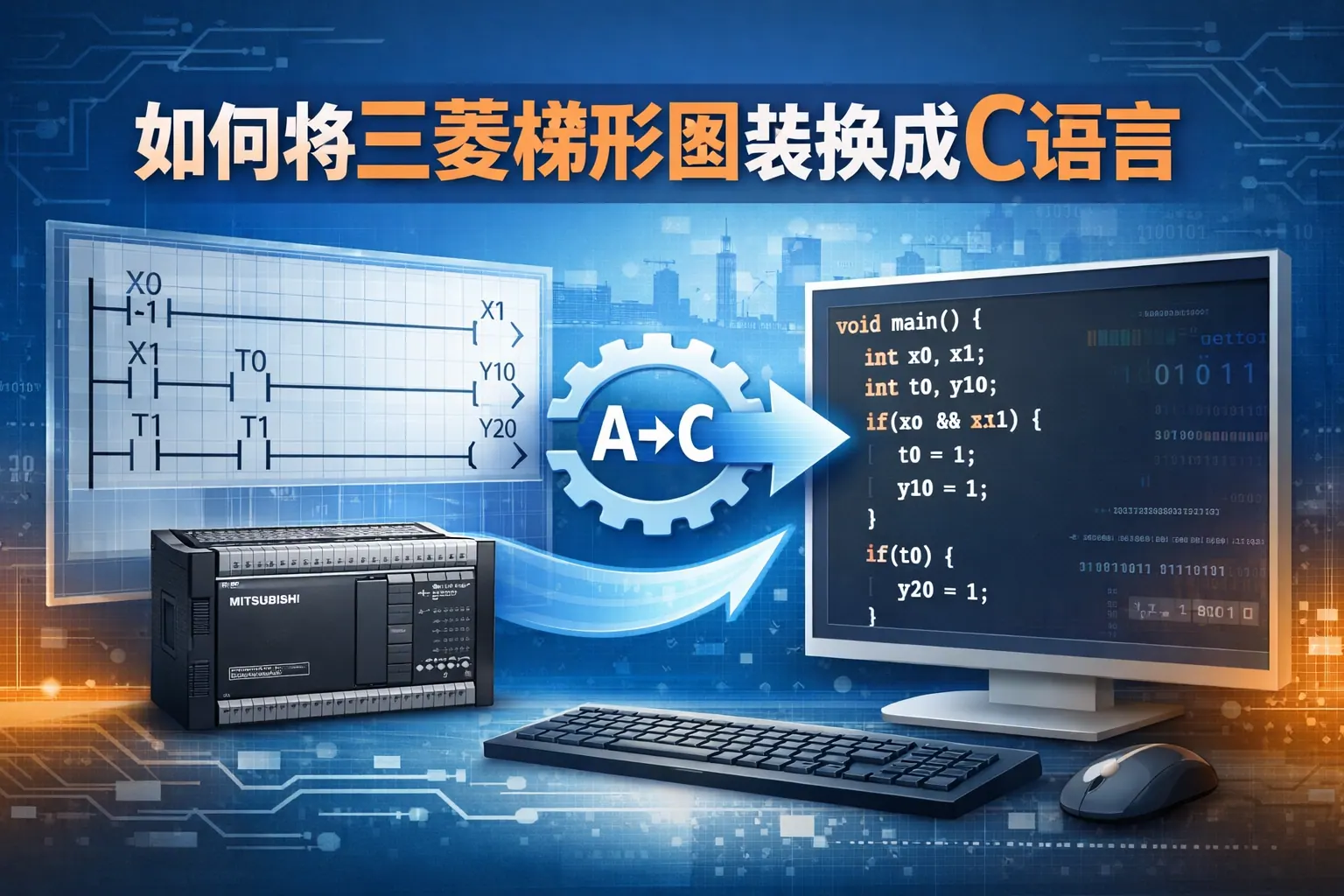 如何将三菱梯形图装换成c语言