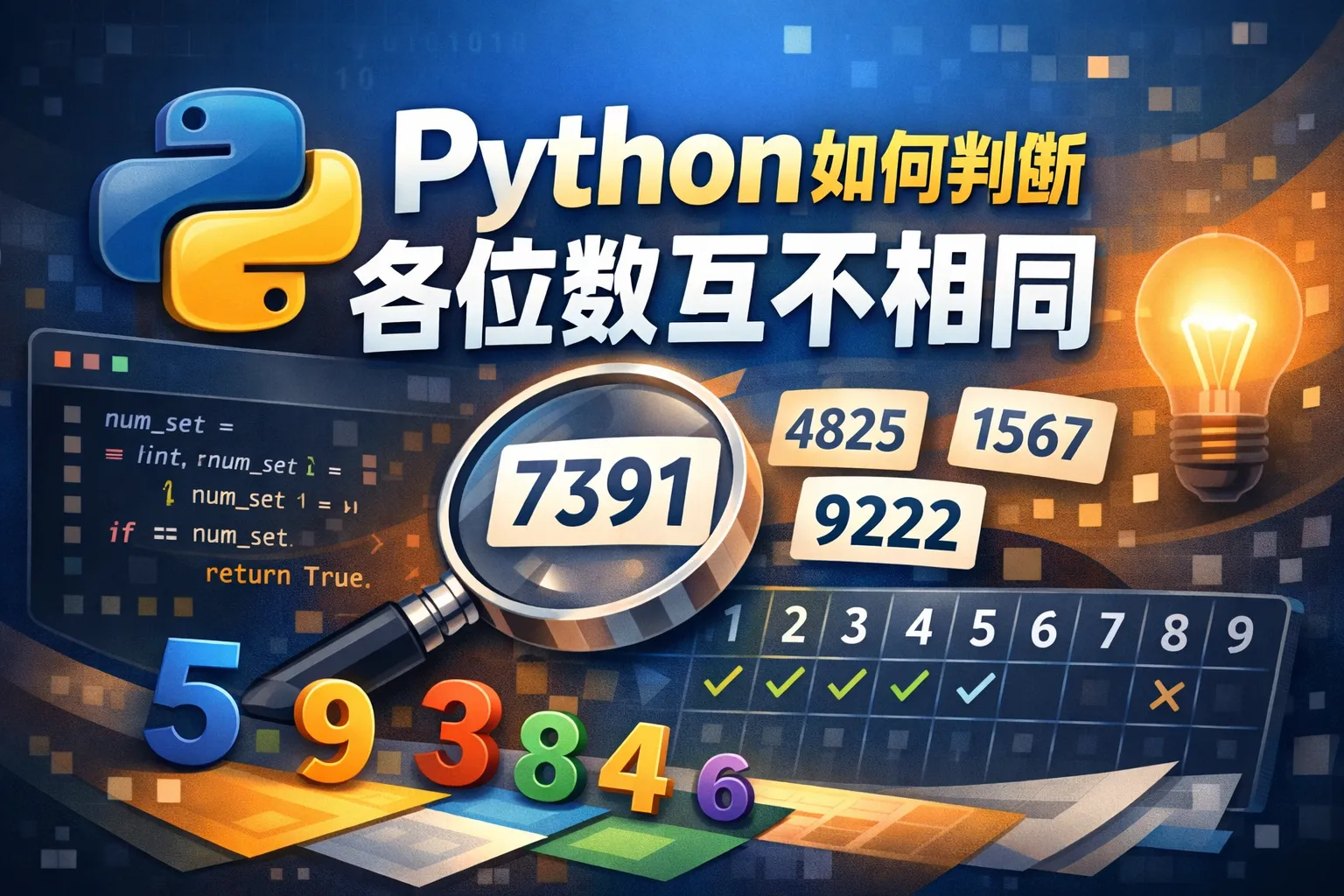python如何判断各位数互不相同