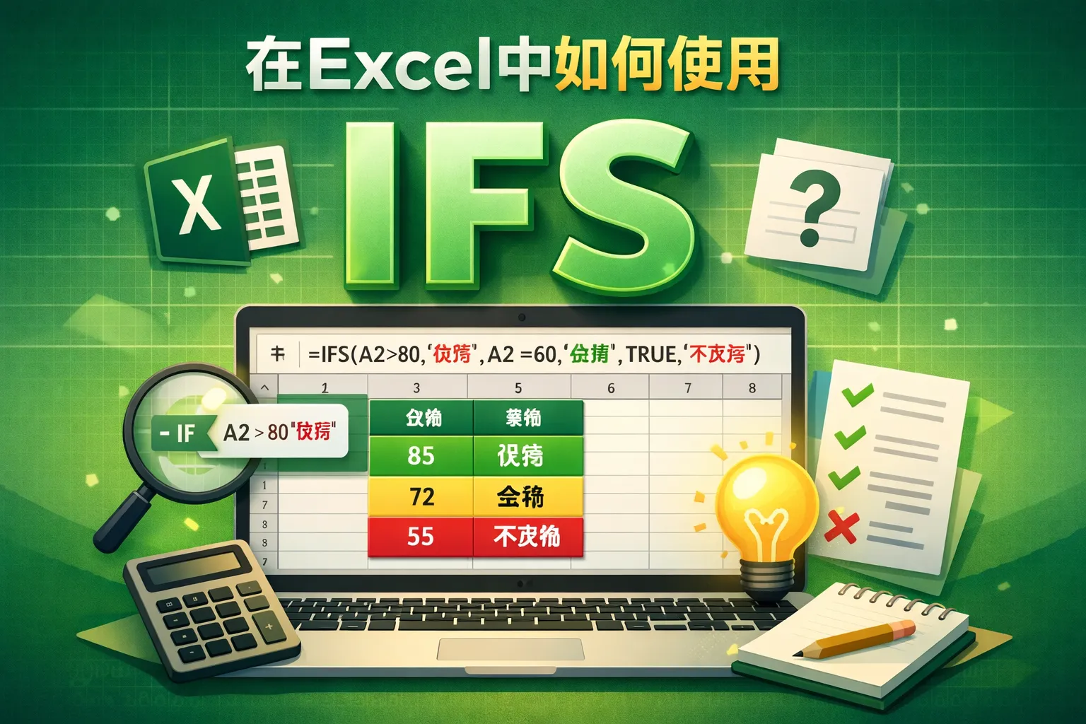 在excel中如何使用ifs