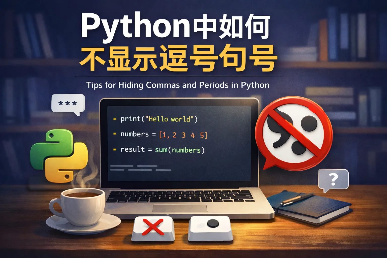 python中如何不显示逗号句号