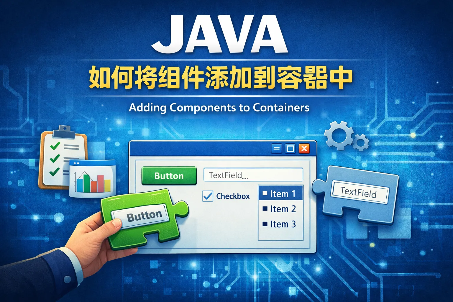 JAVA如何将组件添加到容器中