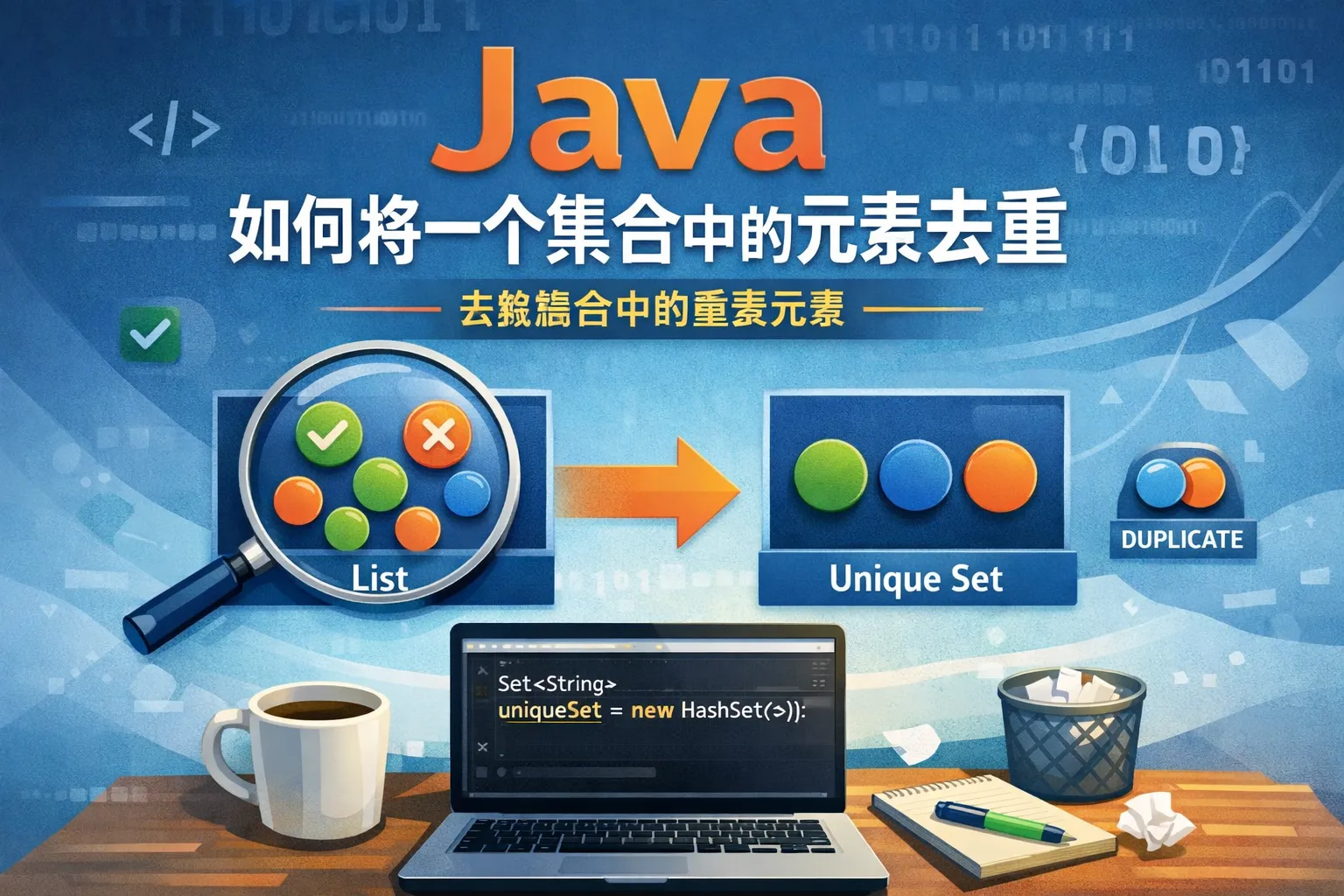 java如何将一个集合中的元素去重