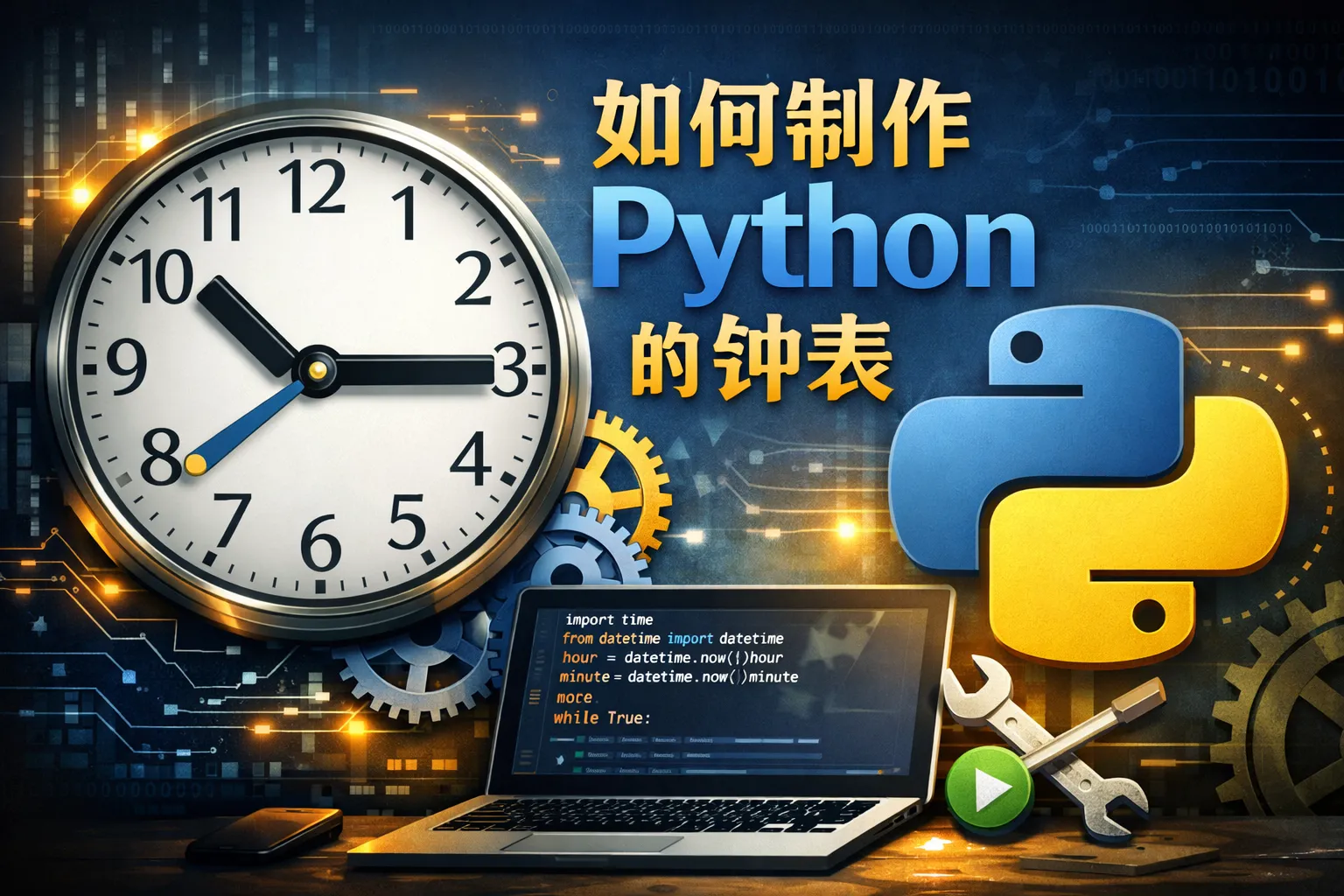 如何制作python的钟表
