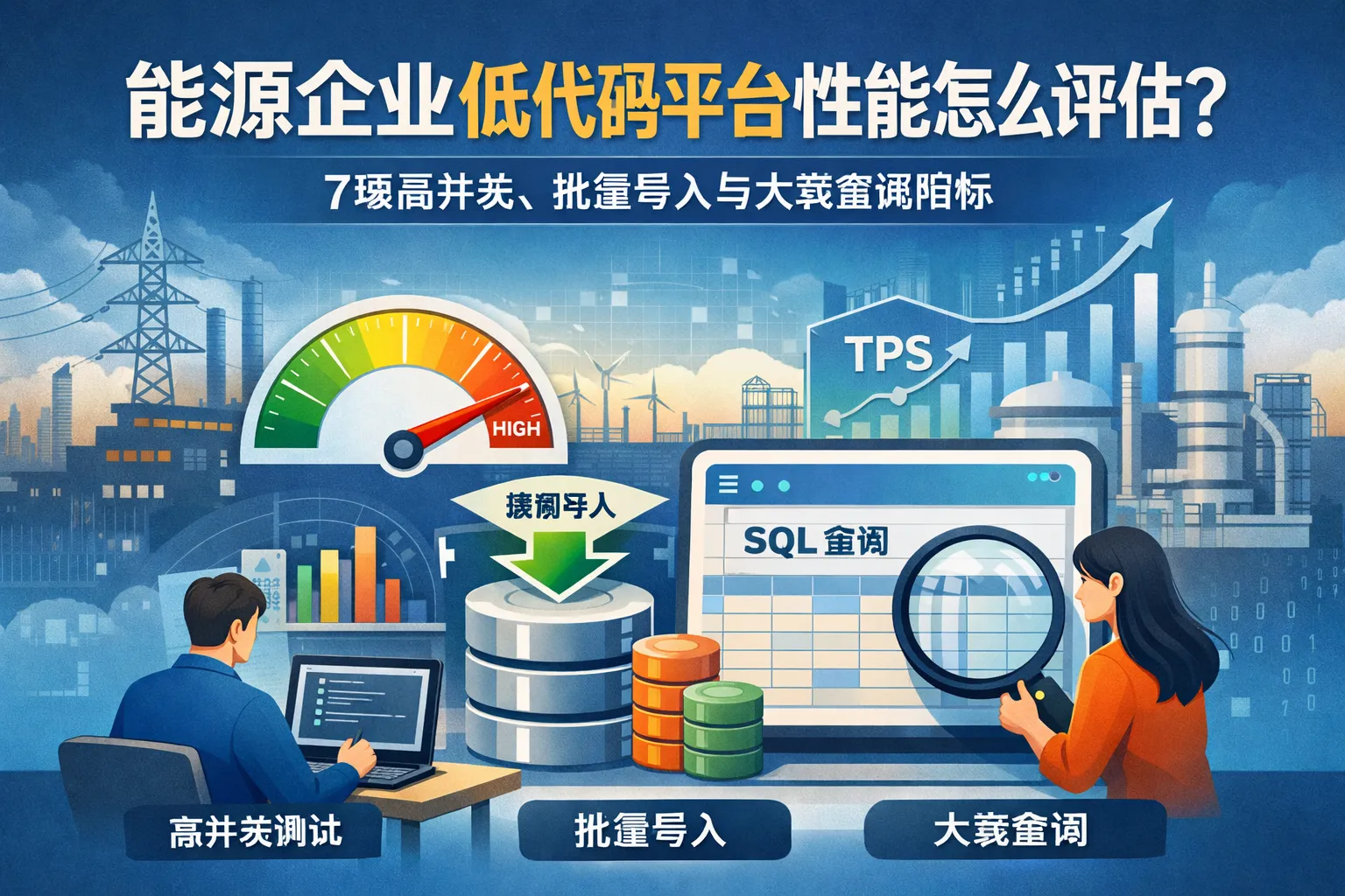 能源企业低代码平台性能怎么评估?7项高并发、批量导入与大表查询指标