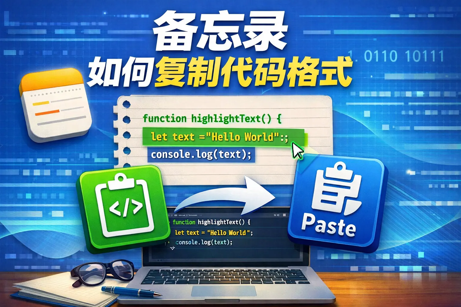 备忘录如何复制代码格式