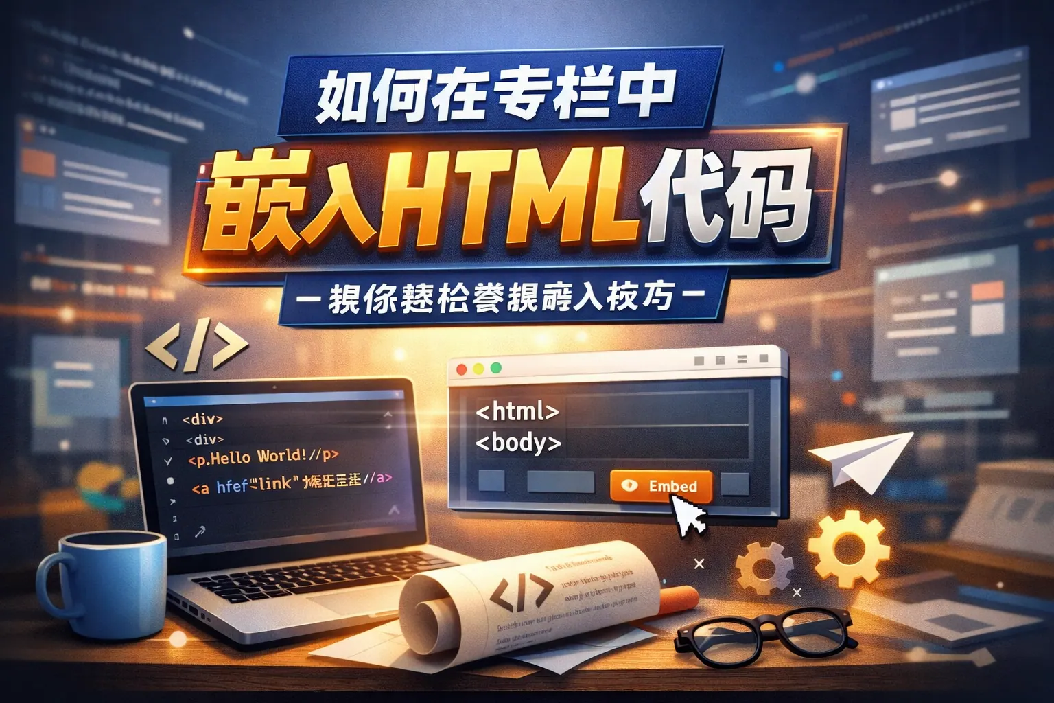 如何在专栏中嵌入html代码