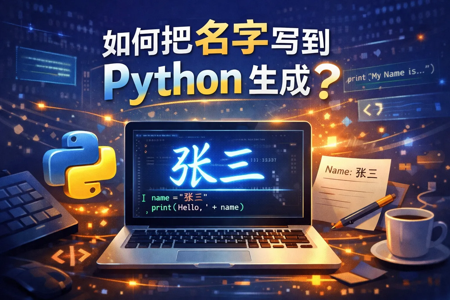 如何把名字写到python