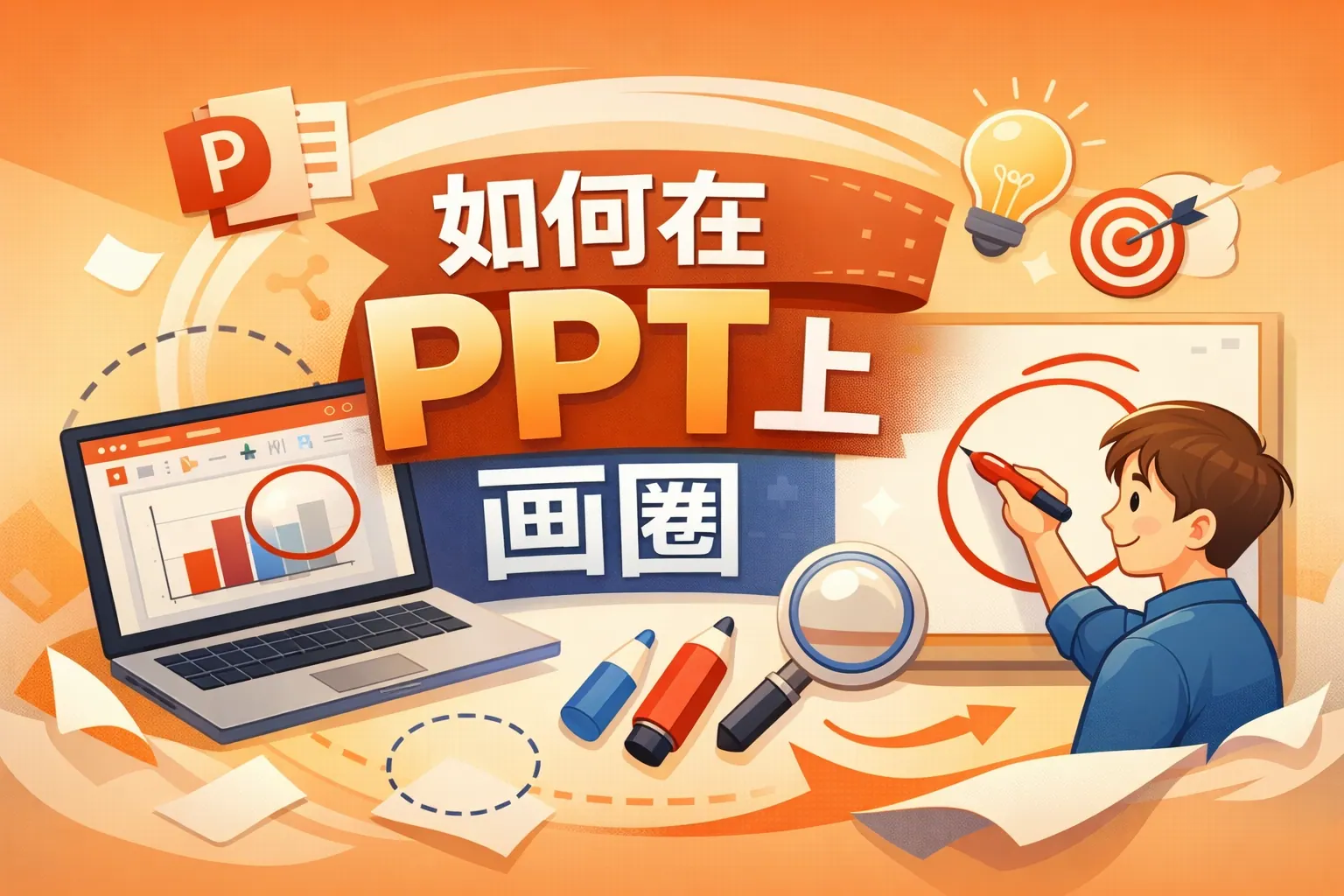 如何在ppt上画圈