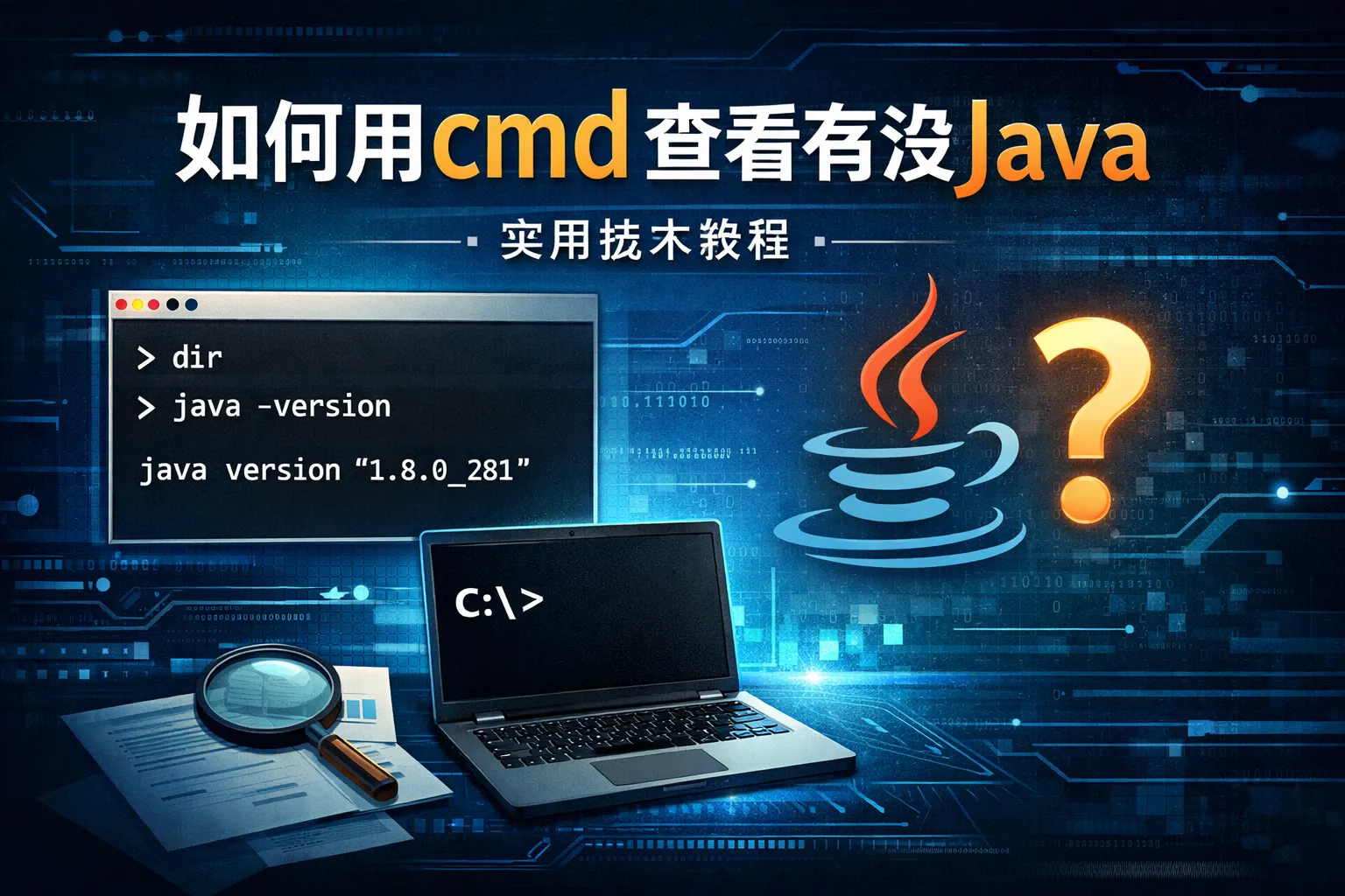如何用cmd查看有没有java