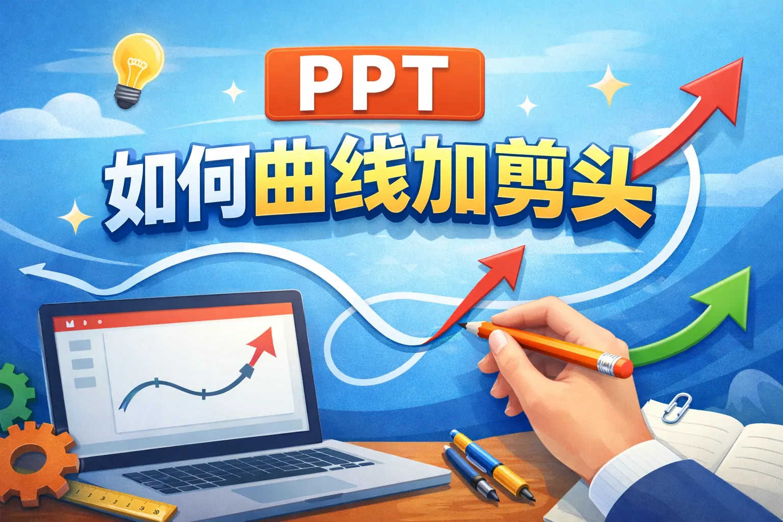 ppt如何曲线加剪头