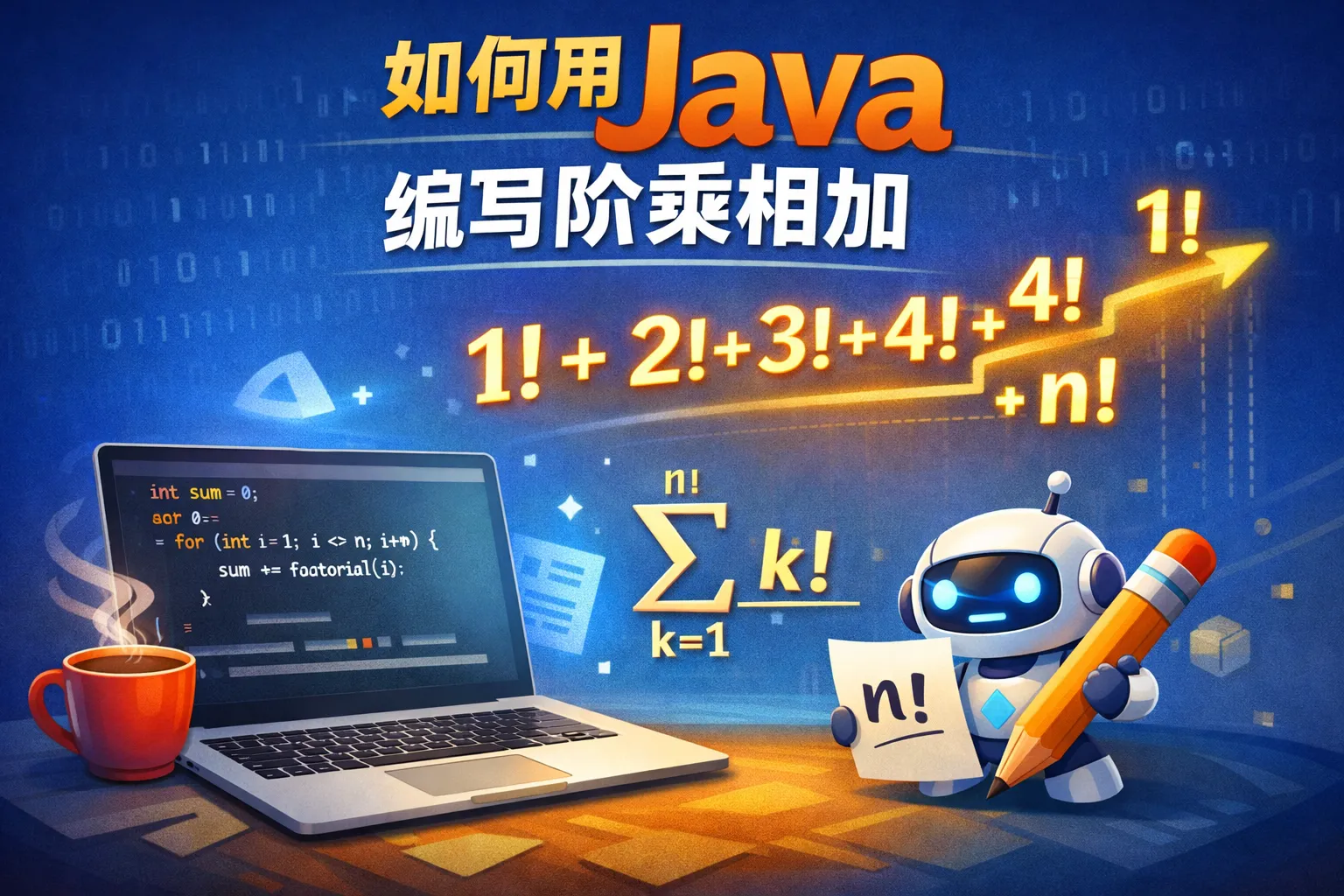 如何用java编写阶乘相加