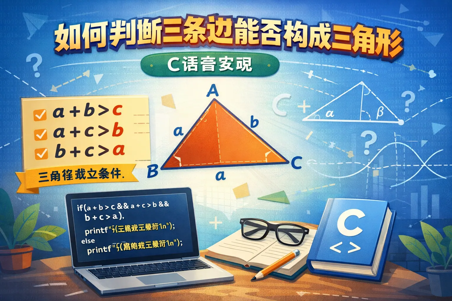 如何判断三条边能否构成三角形c语言