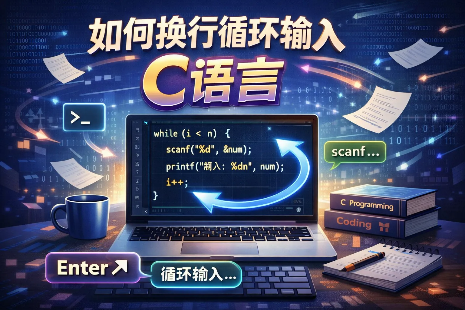 如何换行循环输入c语言