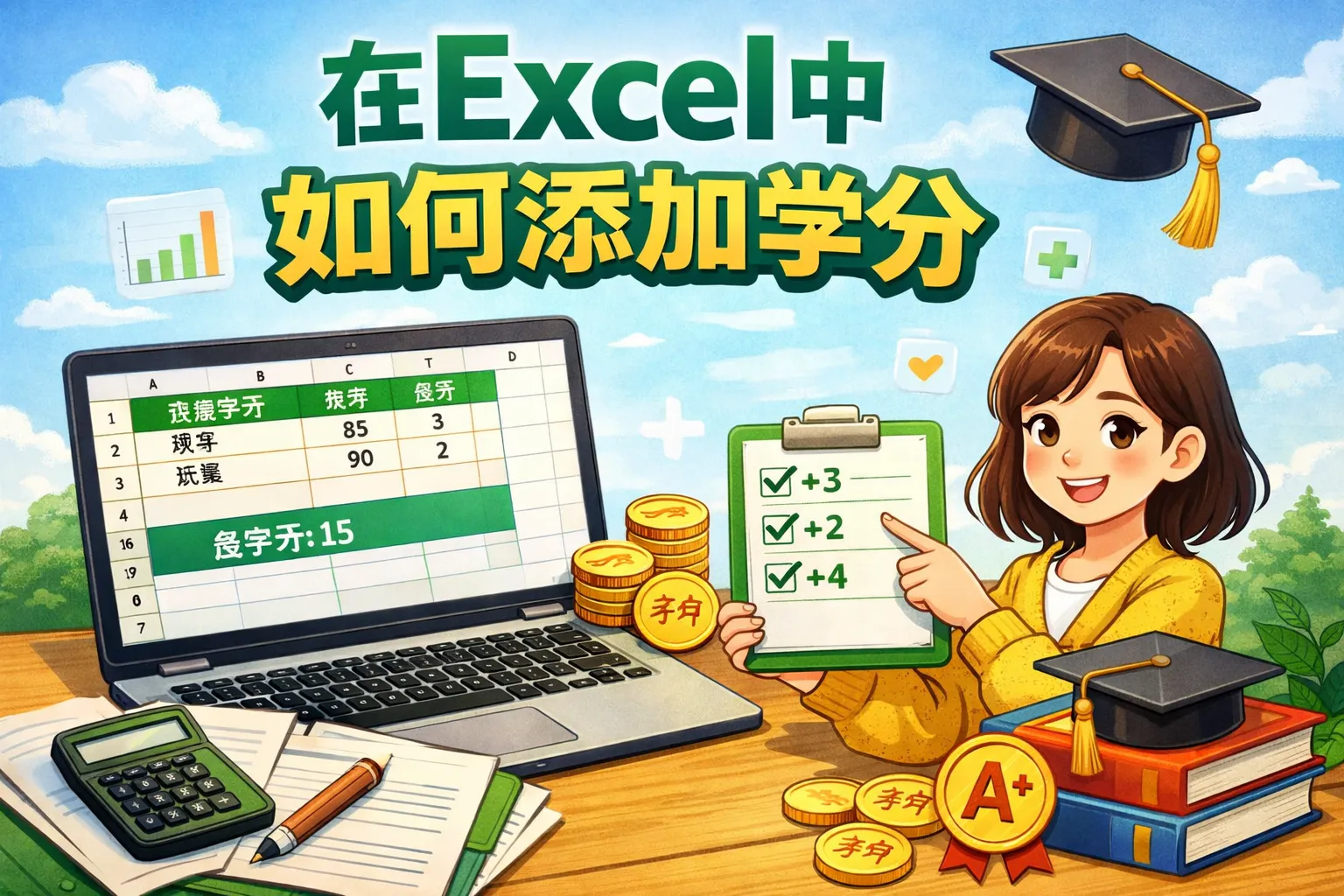 在excel中如何添加学分