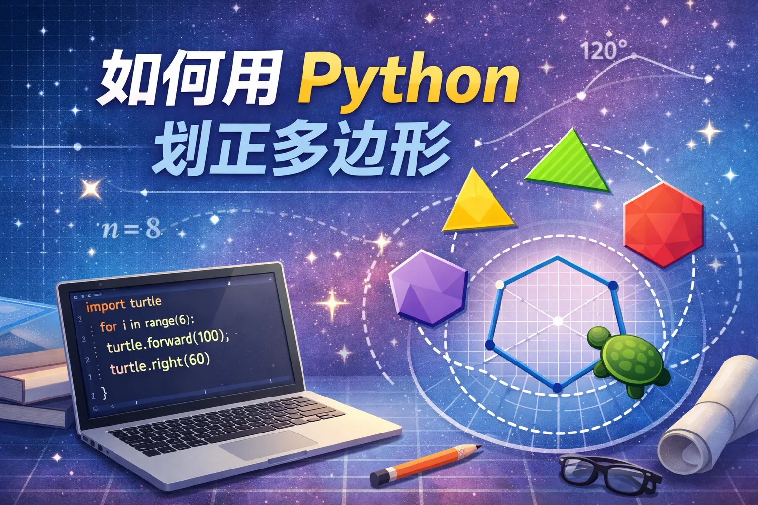 如何用python划正多边形