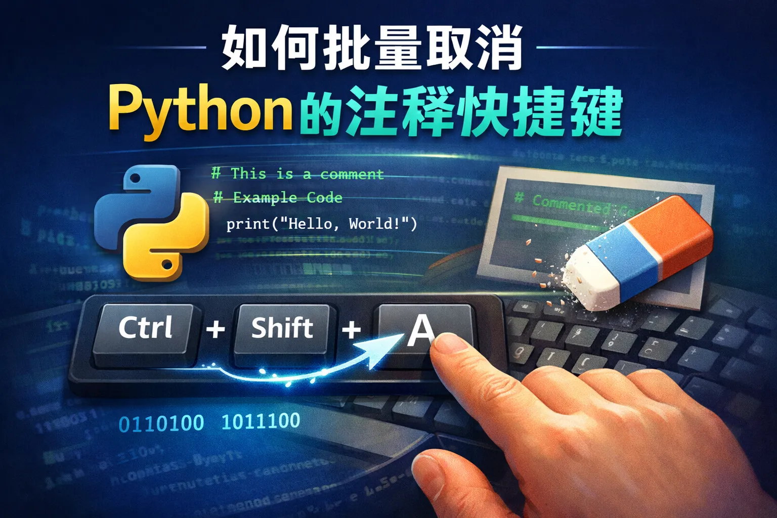 如何批量取消python的注释快捷键