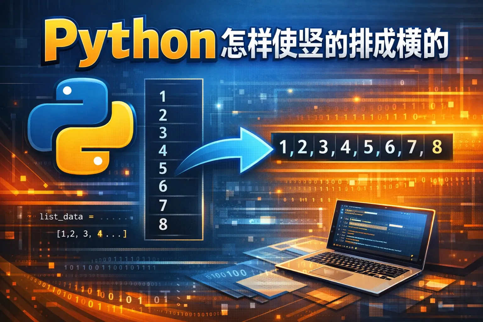 Python怎样使竖的排成横的