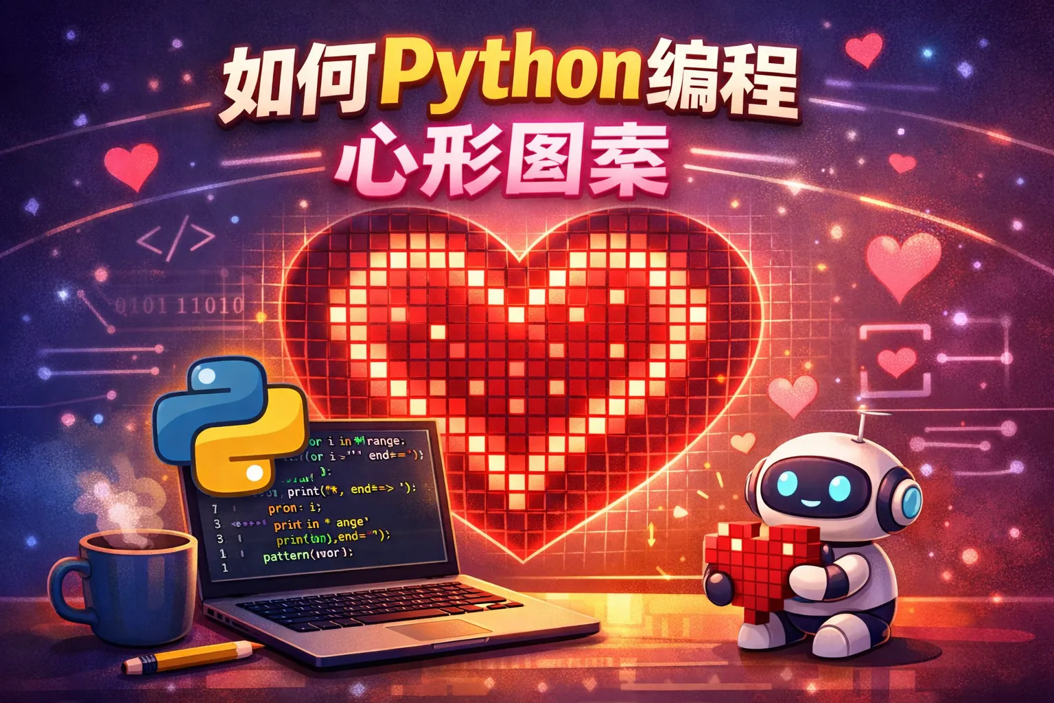 如何python编程心形图案