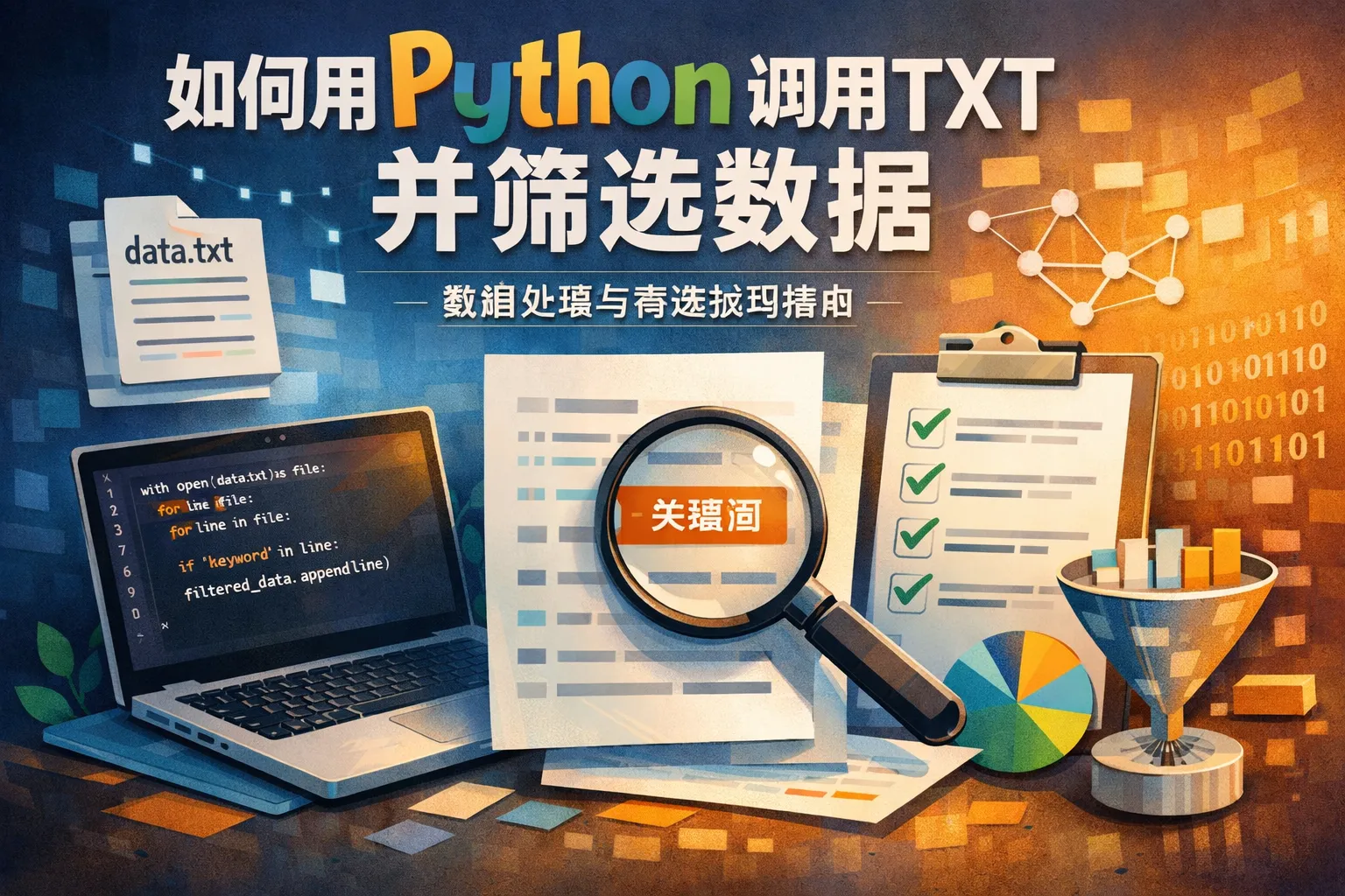 如何用python调用txt并筛选数据