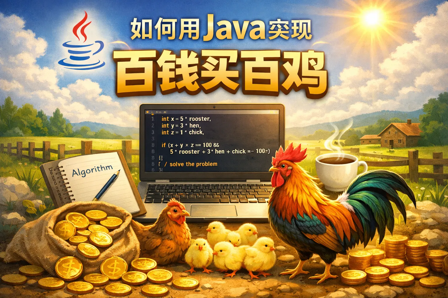 如何用java实现百钱买百鸡