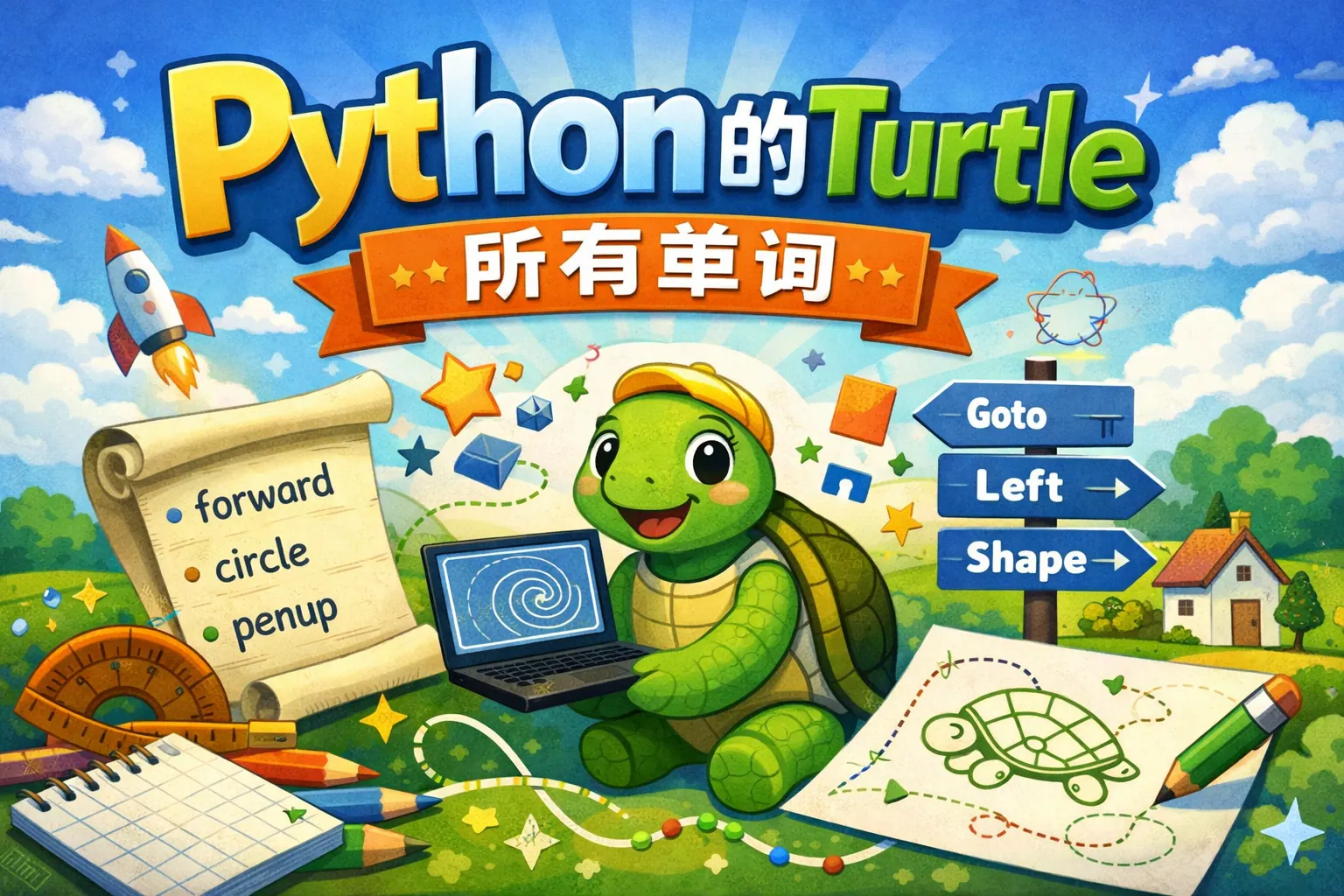python的turtle所有单词