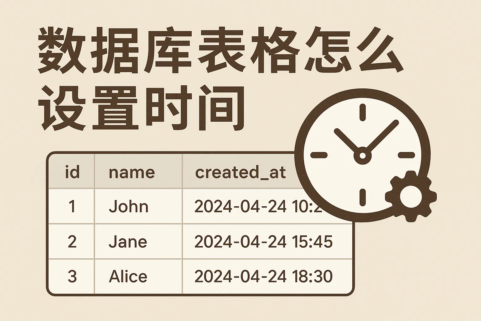 数据库表格怎么设置时间