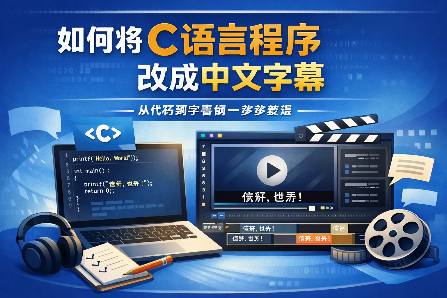 如何将c语言程序改成中文字幕