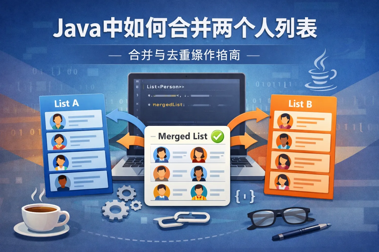 java中如何合并两个人列表