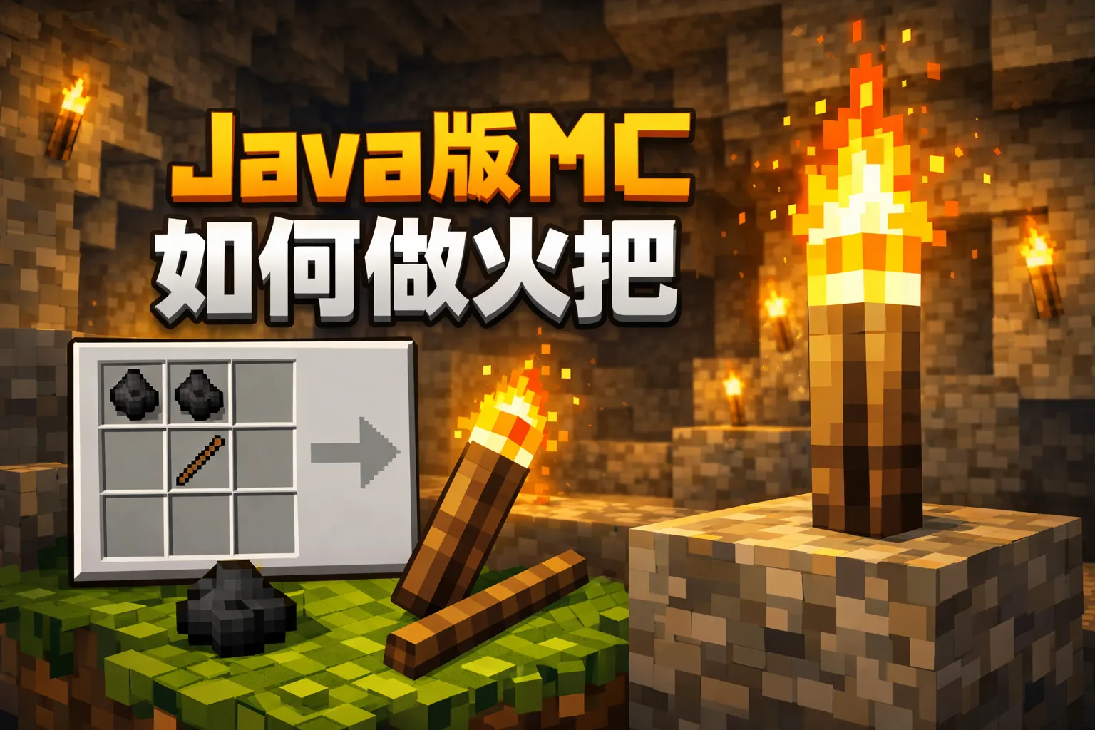 java版mc如何做火把