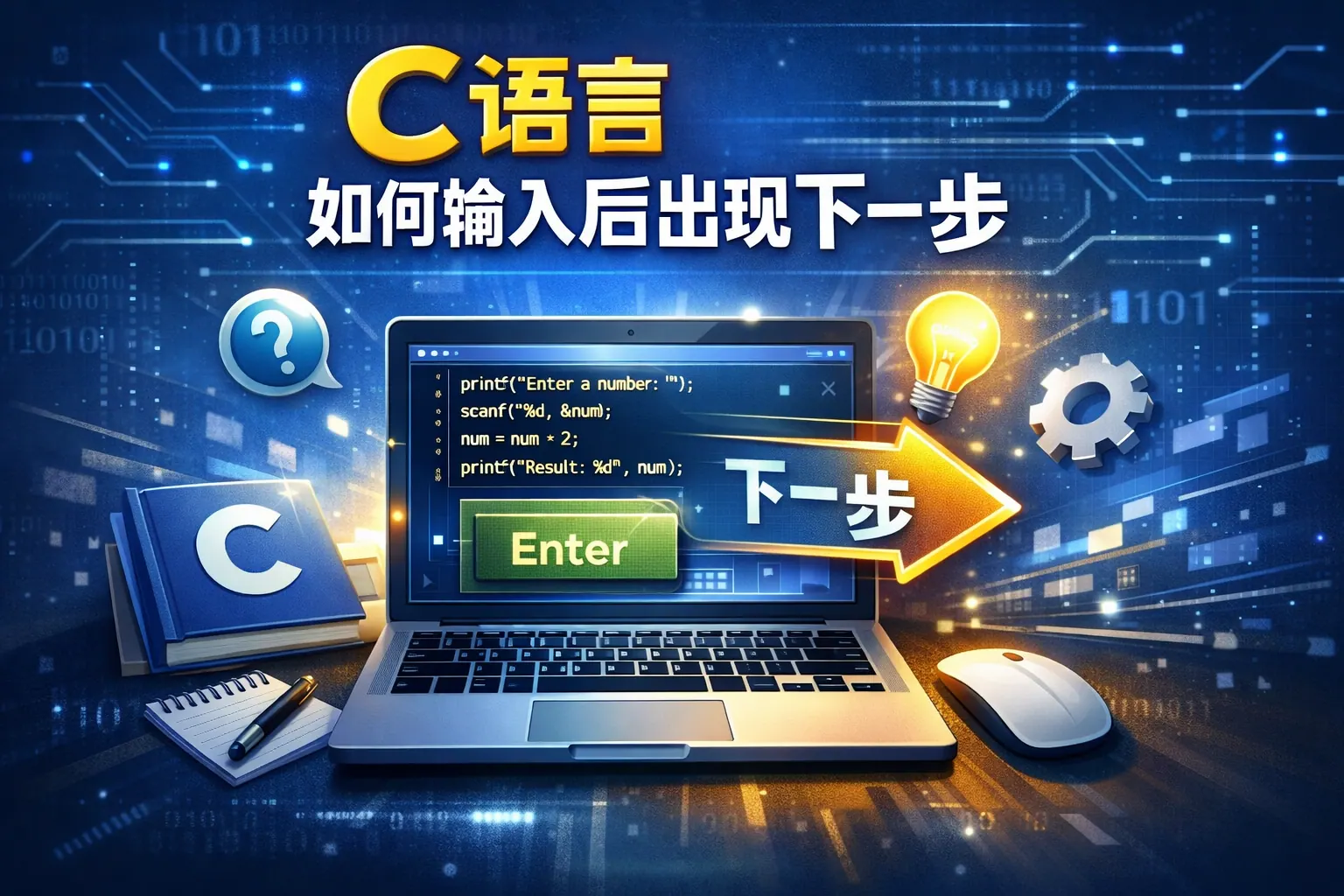 C语言如何输入后出现下一步