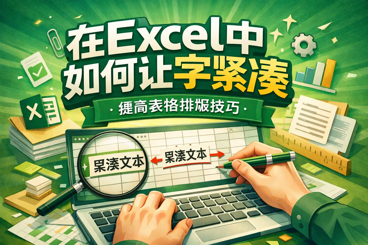 在excel中如何让字紧凑