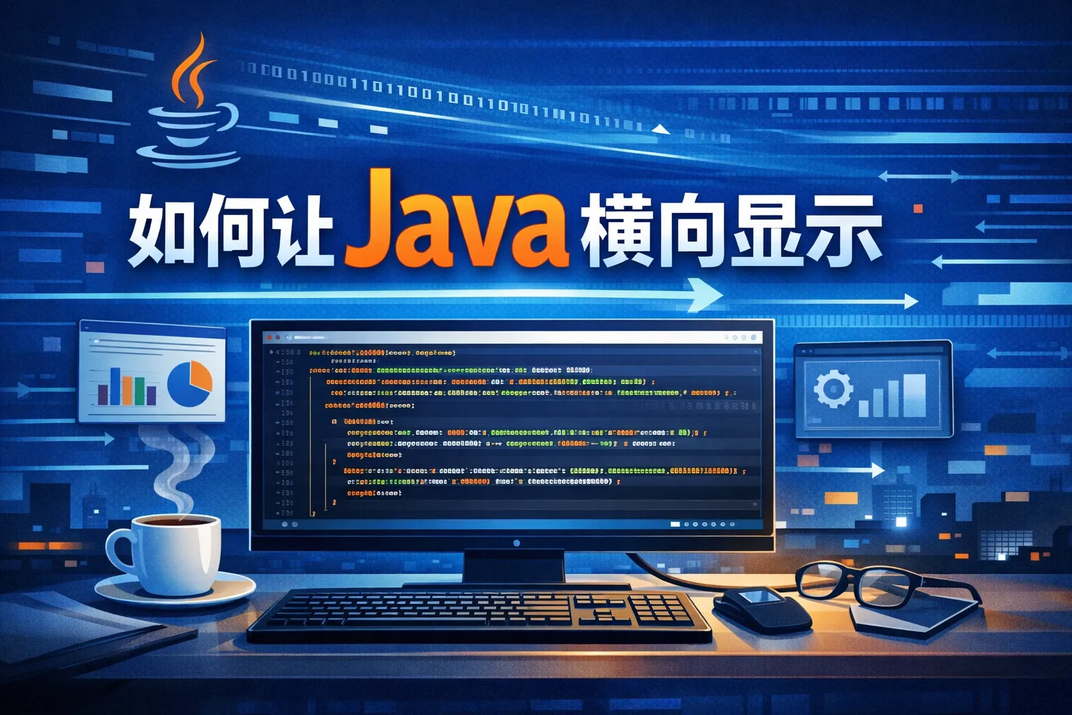 如何让java横向显示