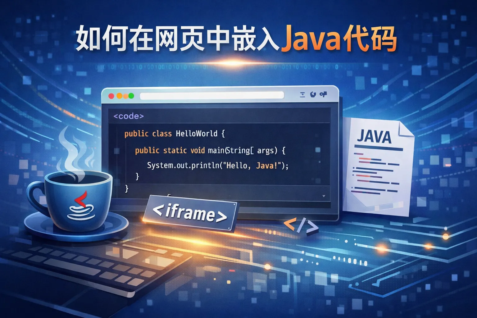 如何在网页中嵌入java代码