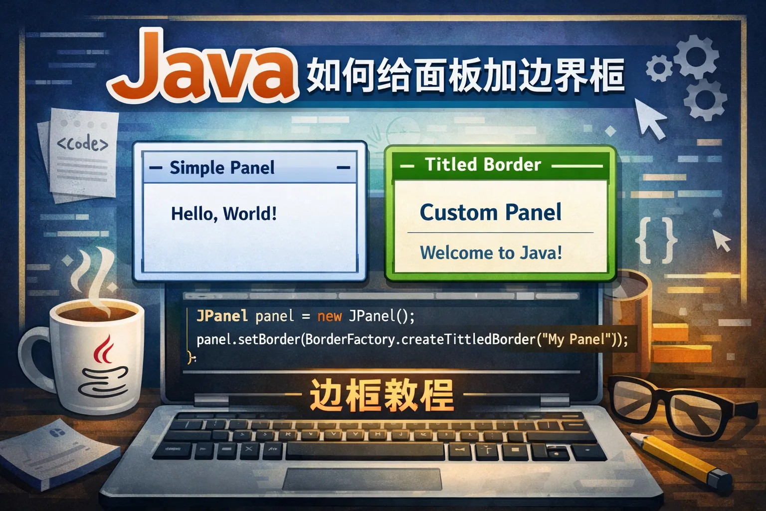 java如何给面板加边界框