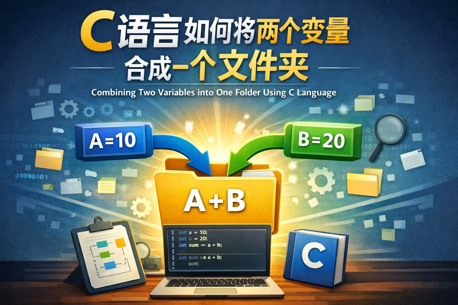 c语言如何将两个变量合成一个文件夹