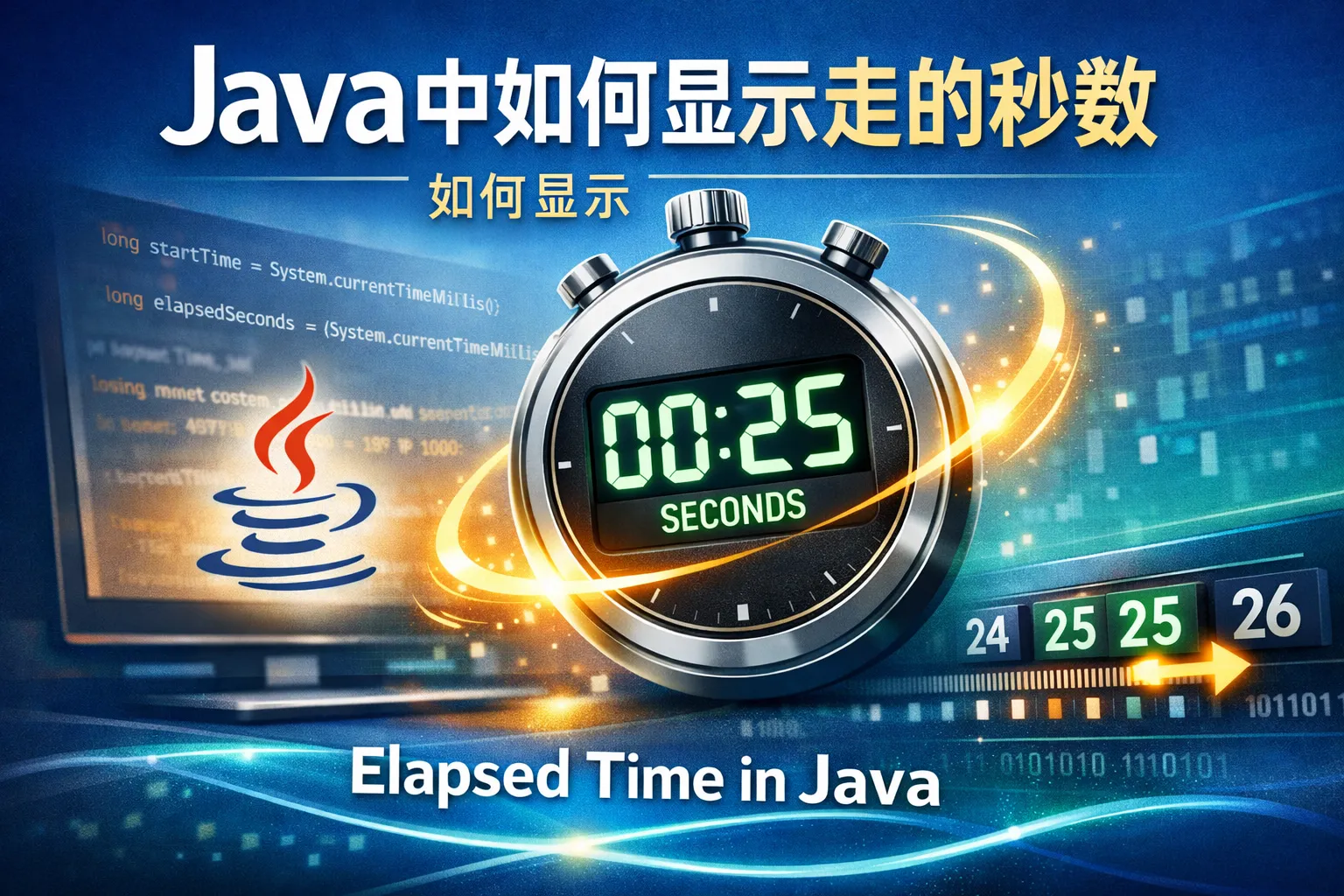 java中如何显示走的秒数