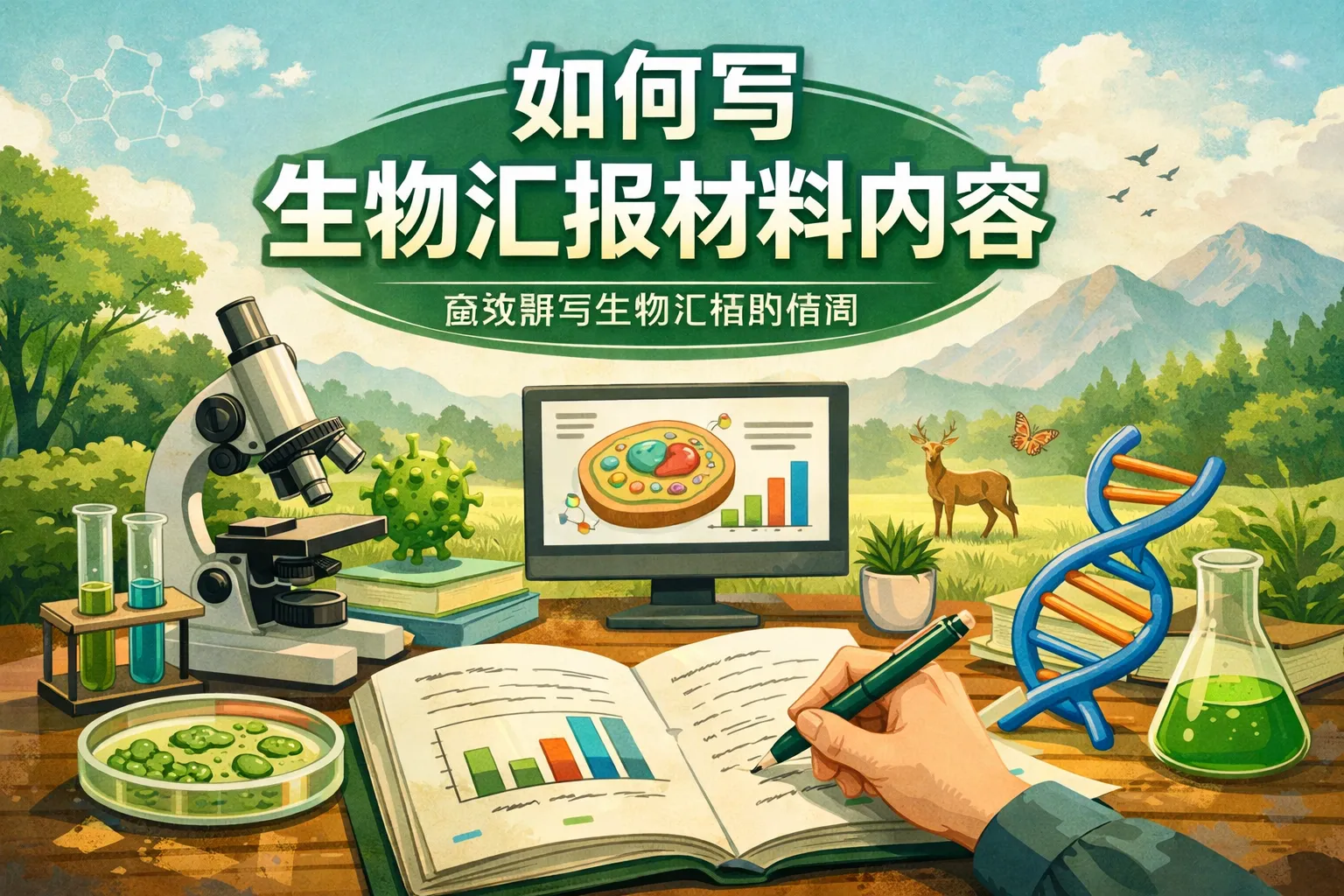 如何写生物汇报材料内容