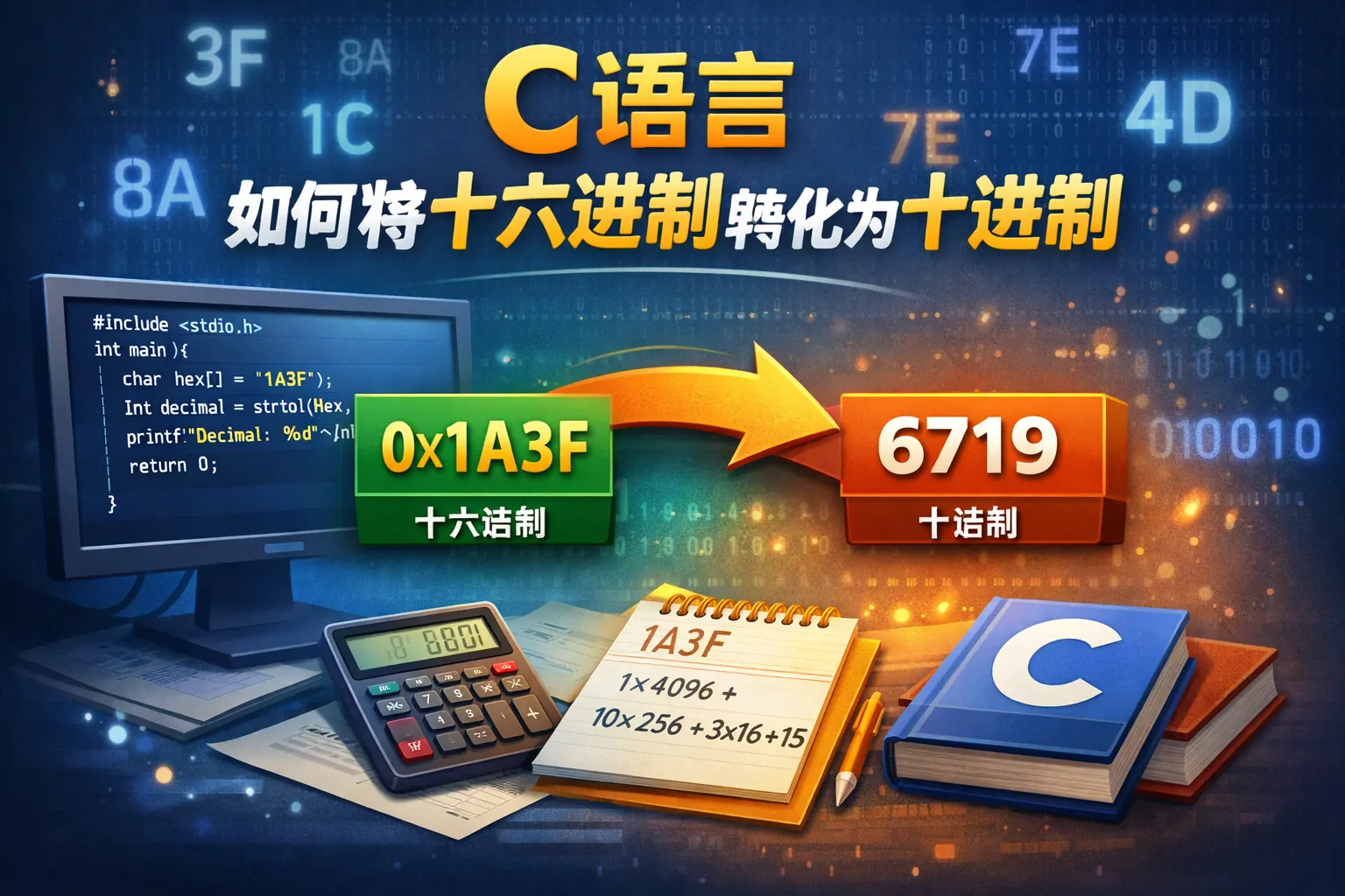 c语言如何将十六进制转化为十进制