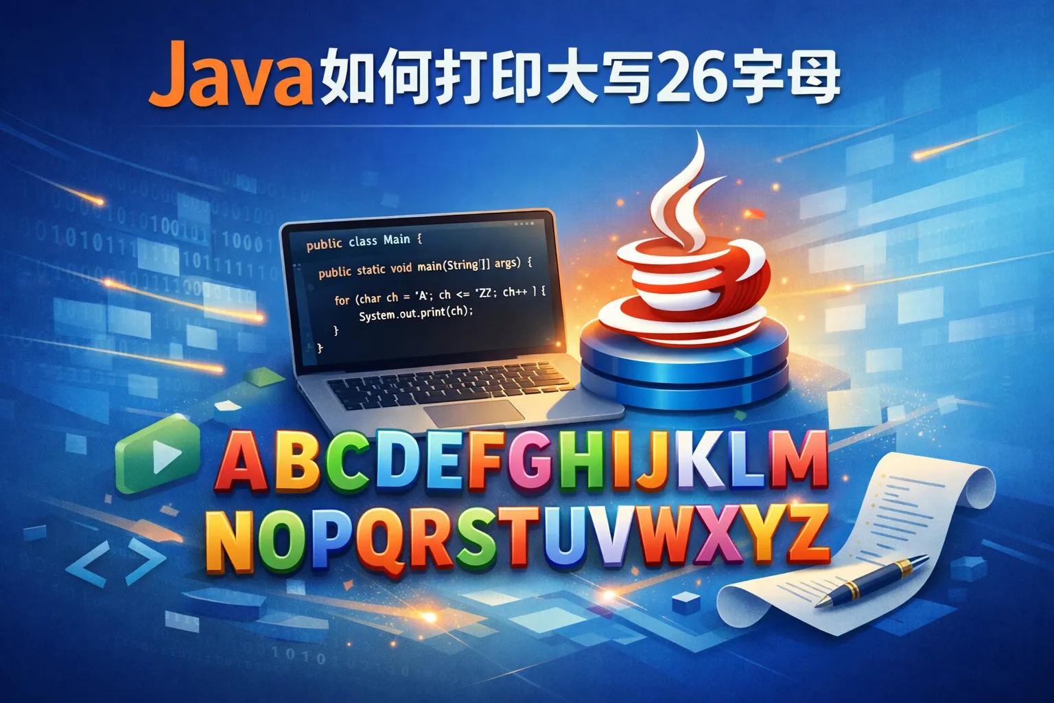 java如何打印大写26字母