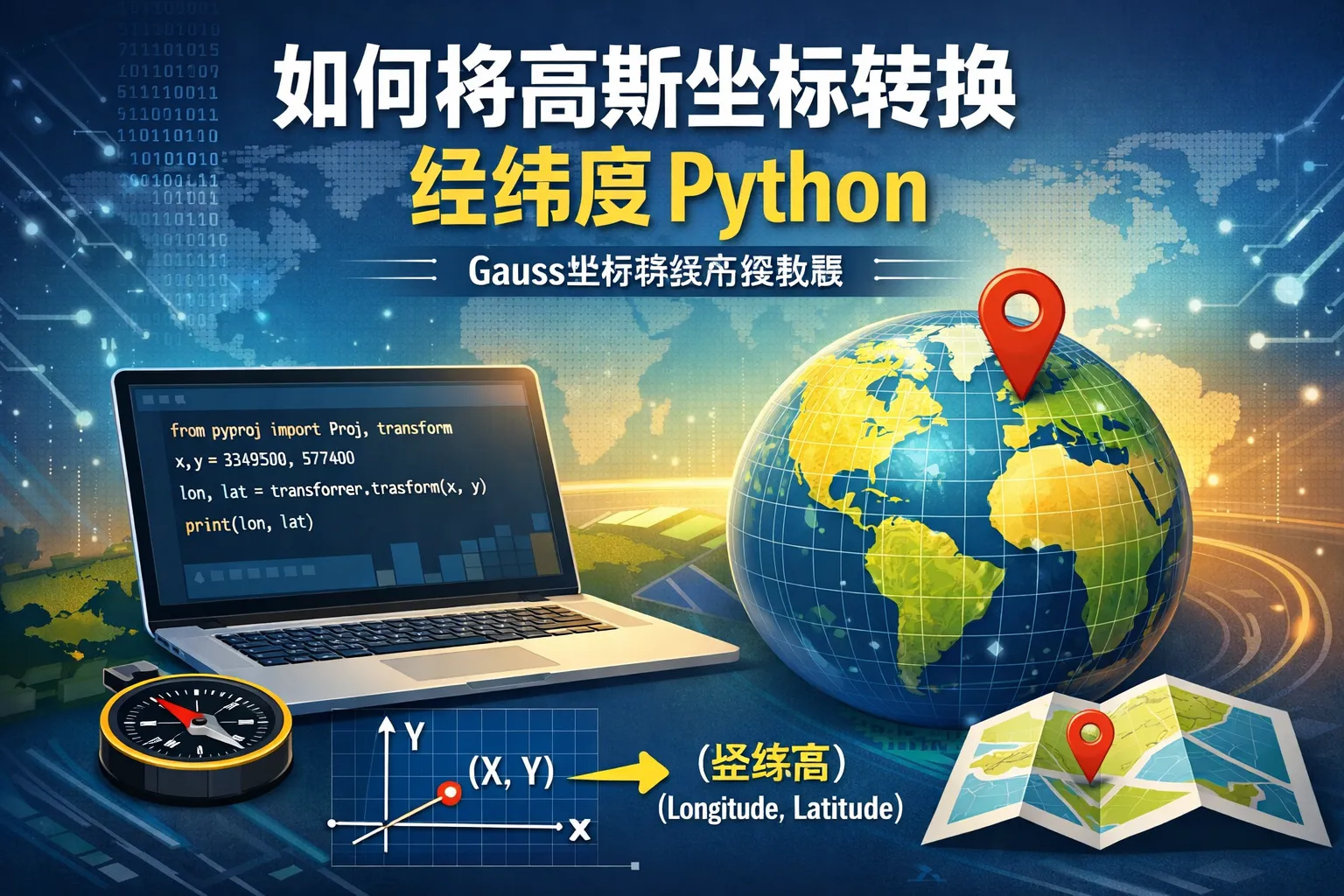 如何将高斯坐标转换经纬度python