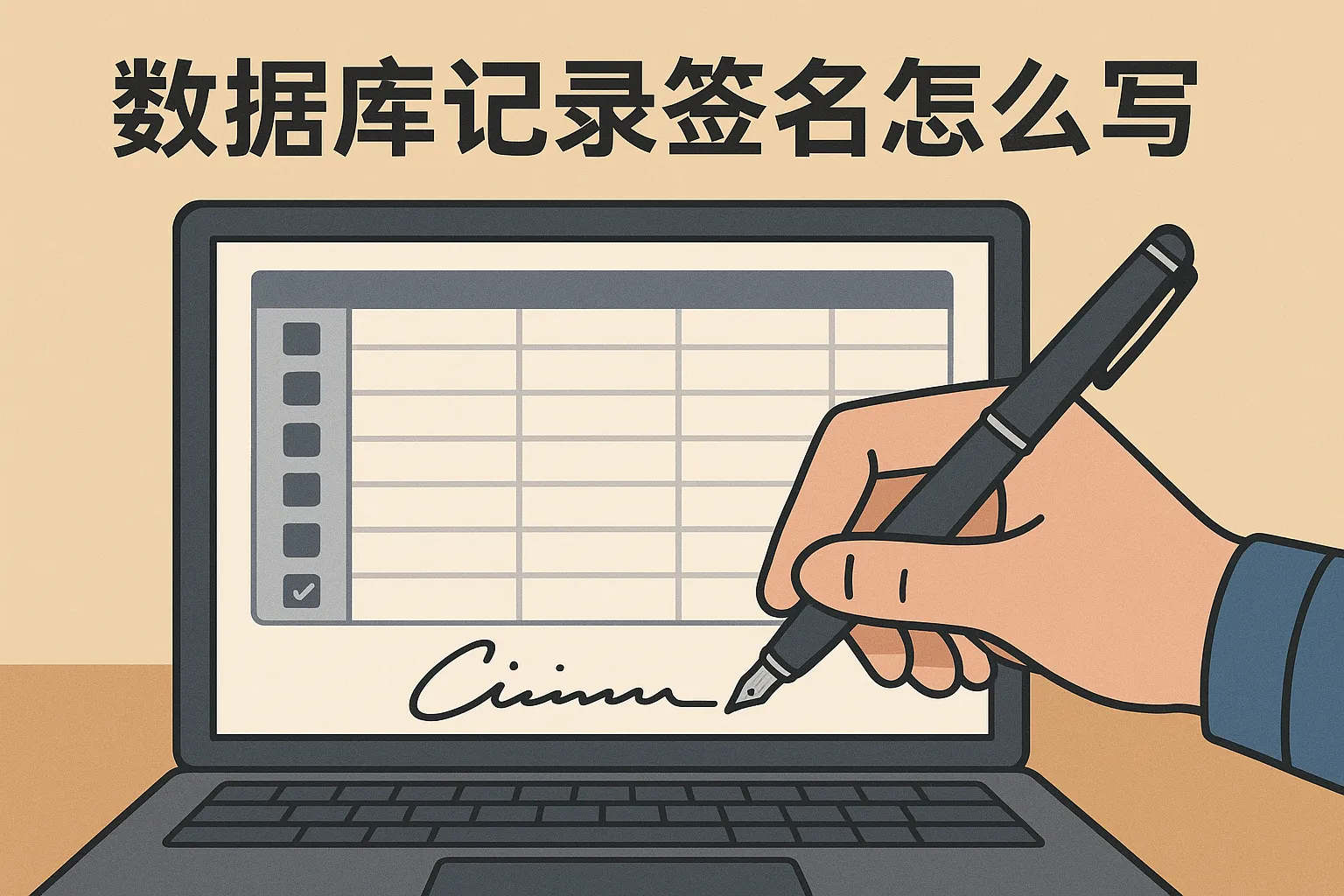 数据库记录签名怎么写