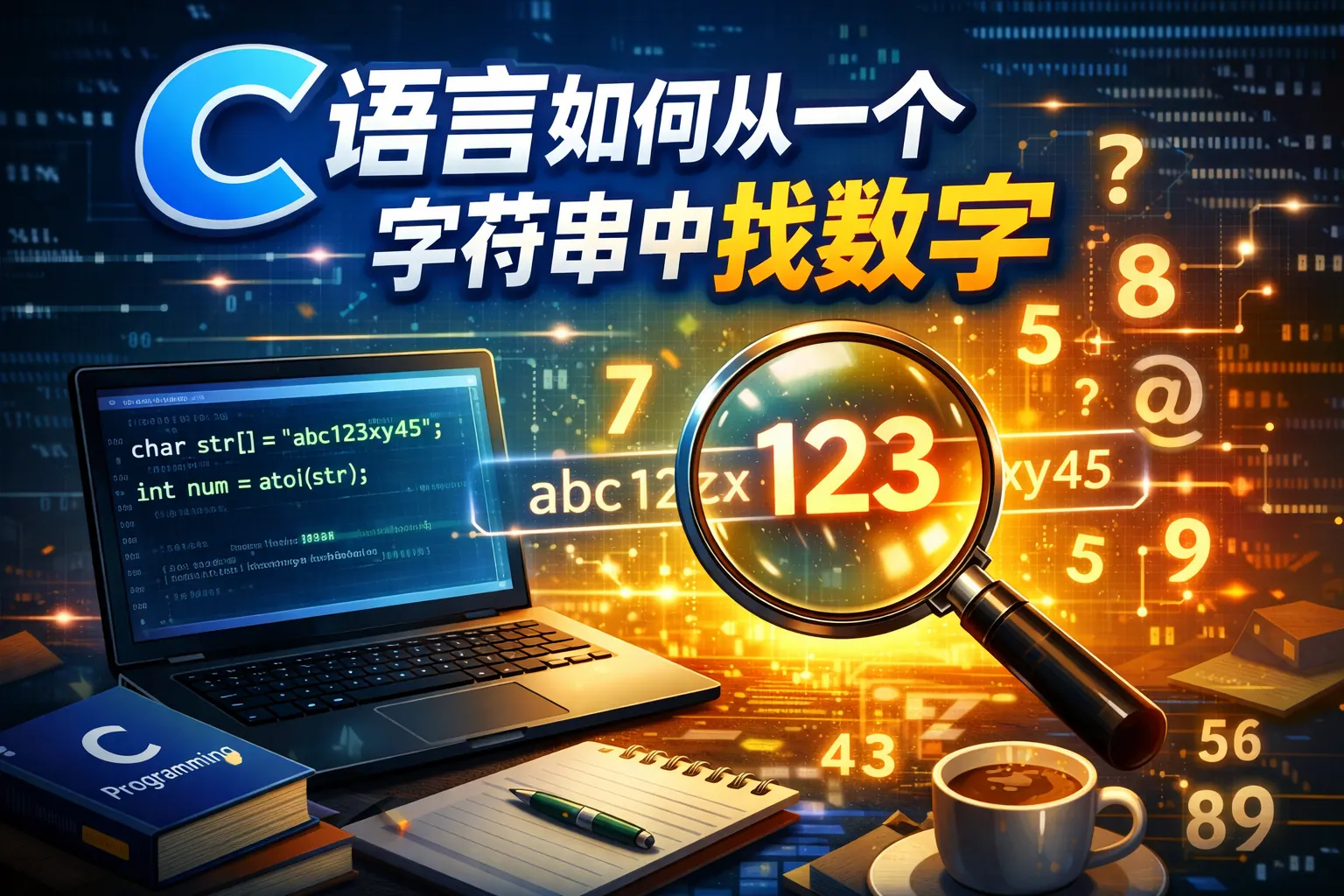 c语言如何从一个字符串中找数字