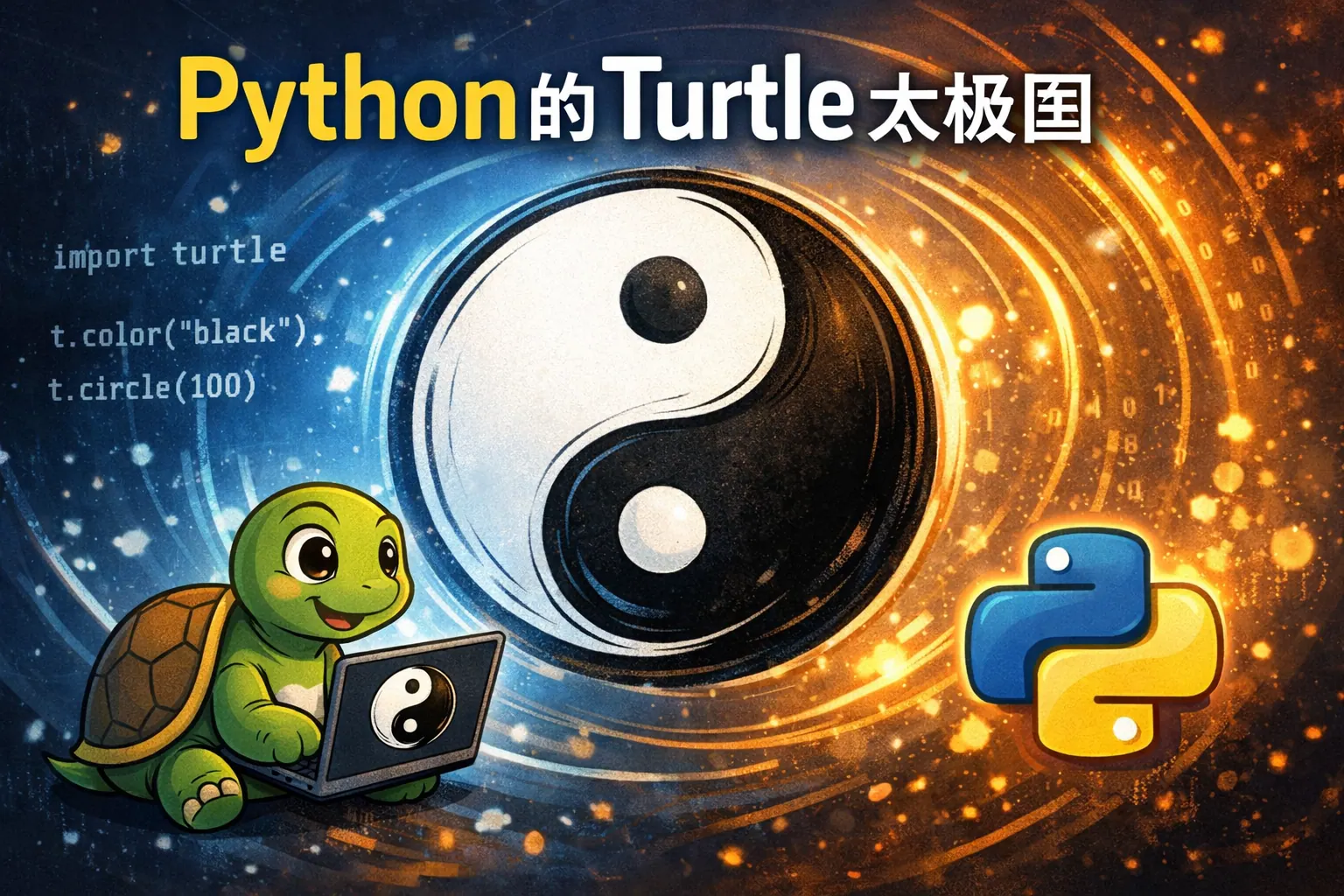 python的turtle太极图