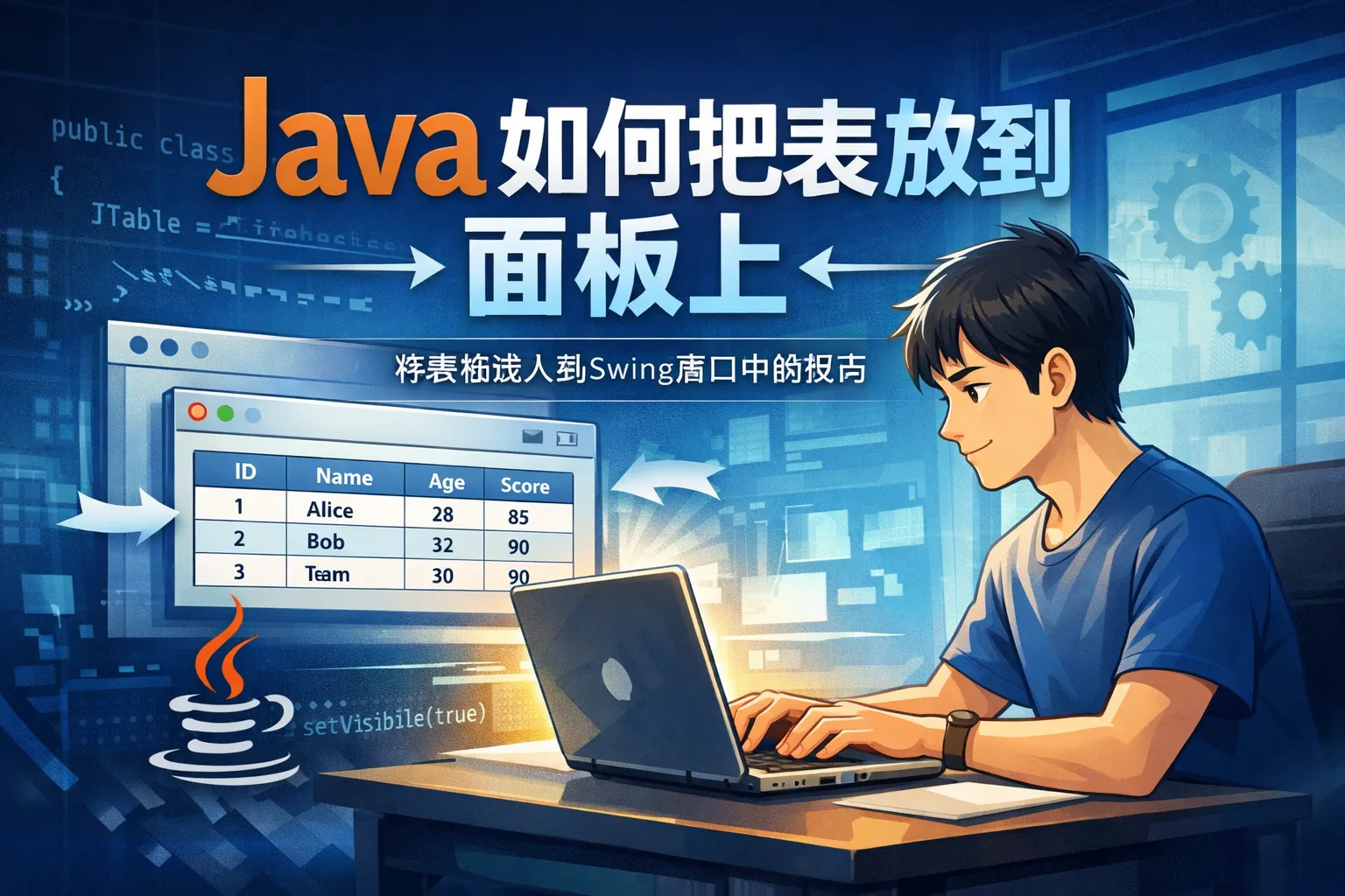 java如何把表放到面板上
